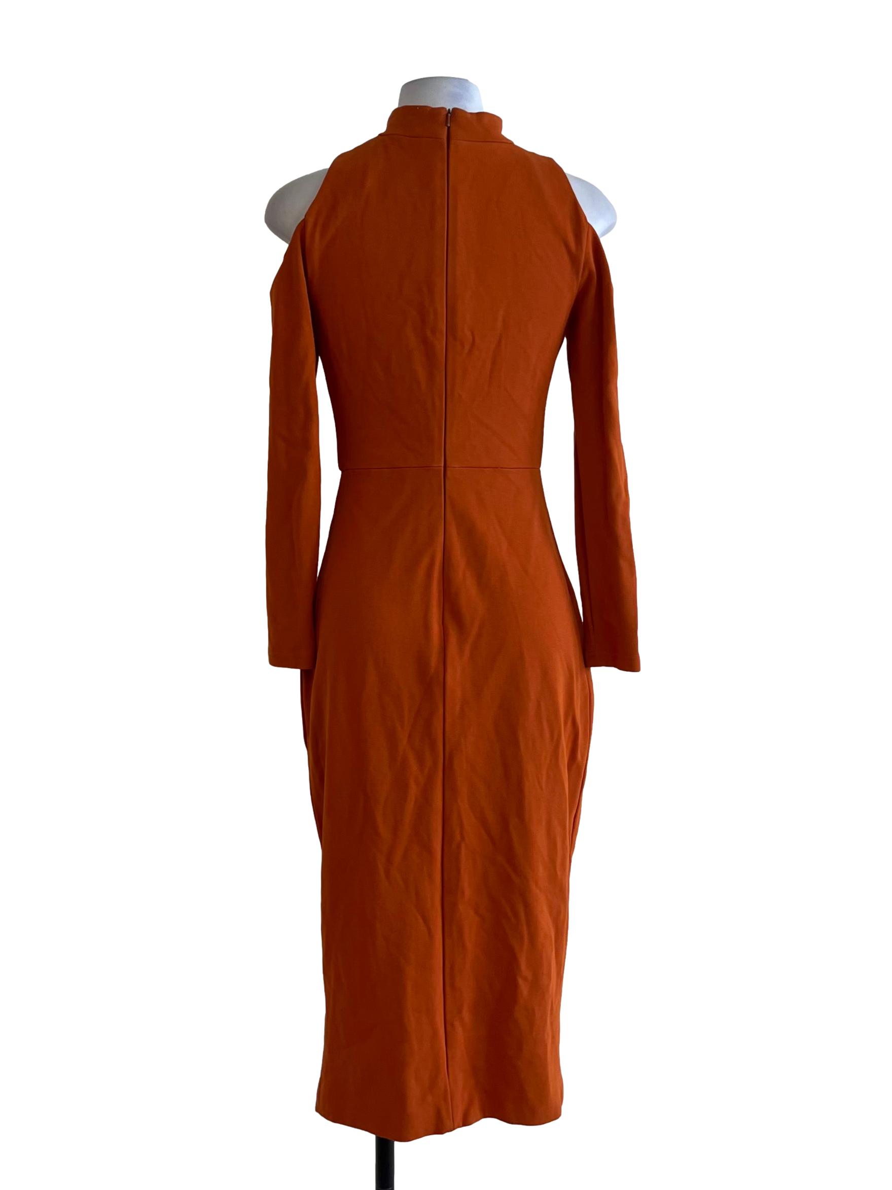 Amber Orange Turtleneck Empire Dress