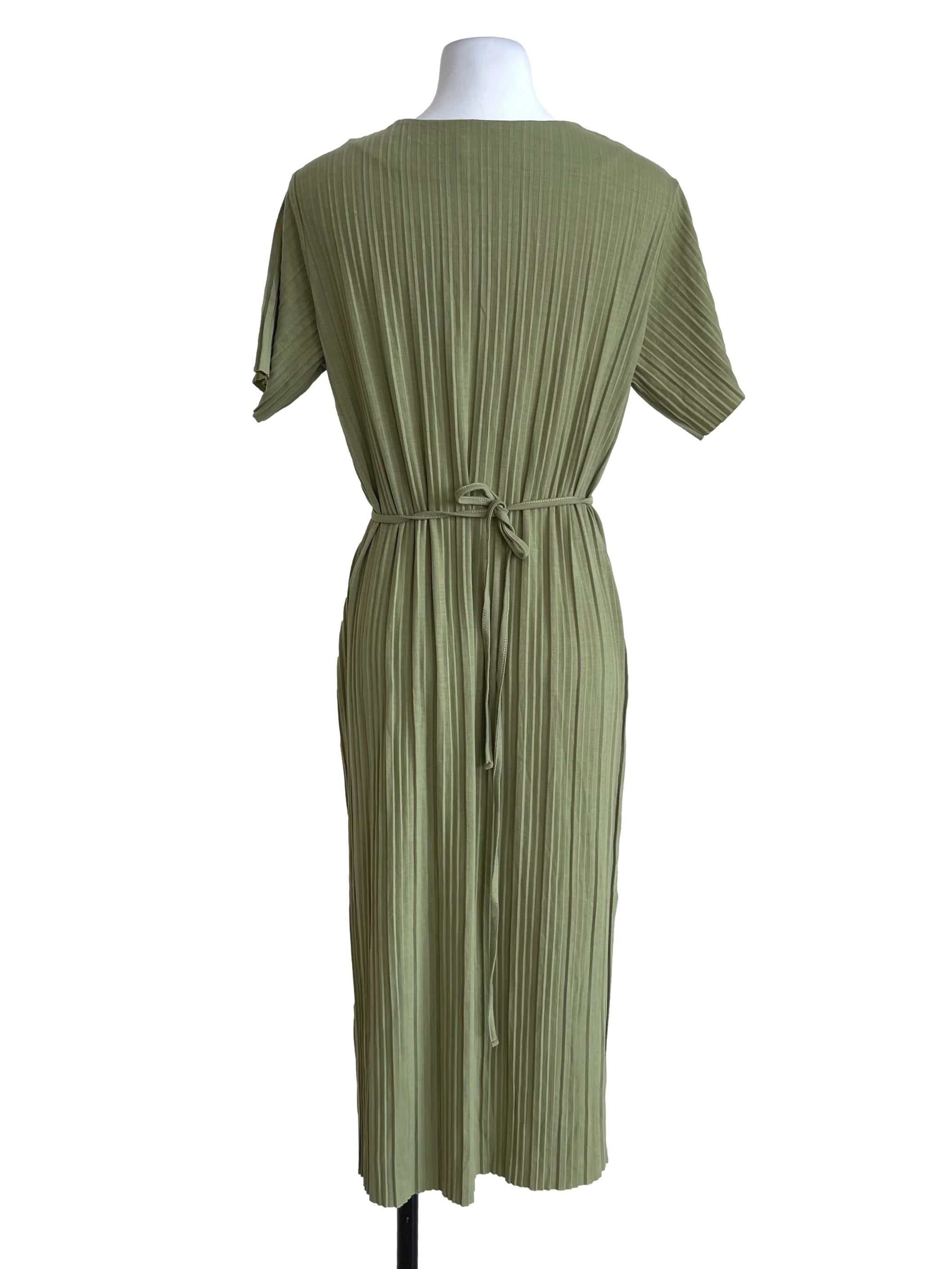 Dusty Green Pleated Maxi Dress