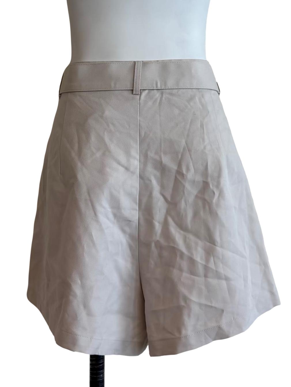 Rice White Belted Shorts