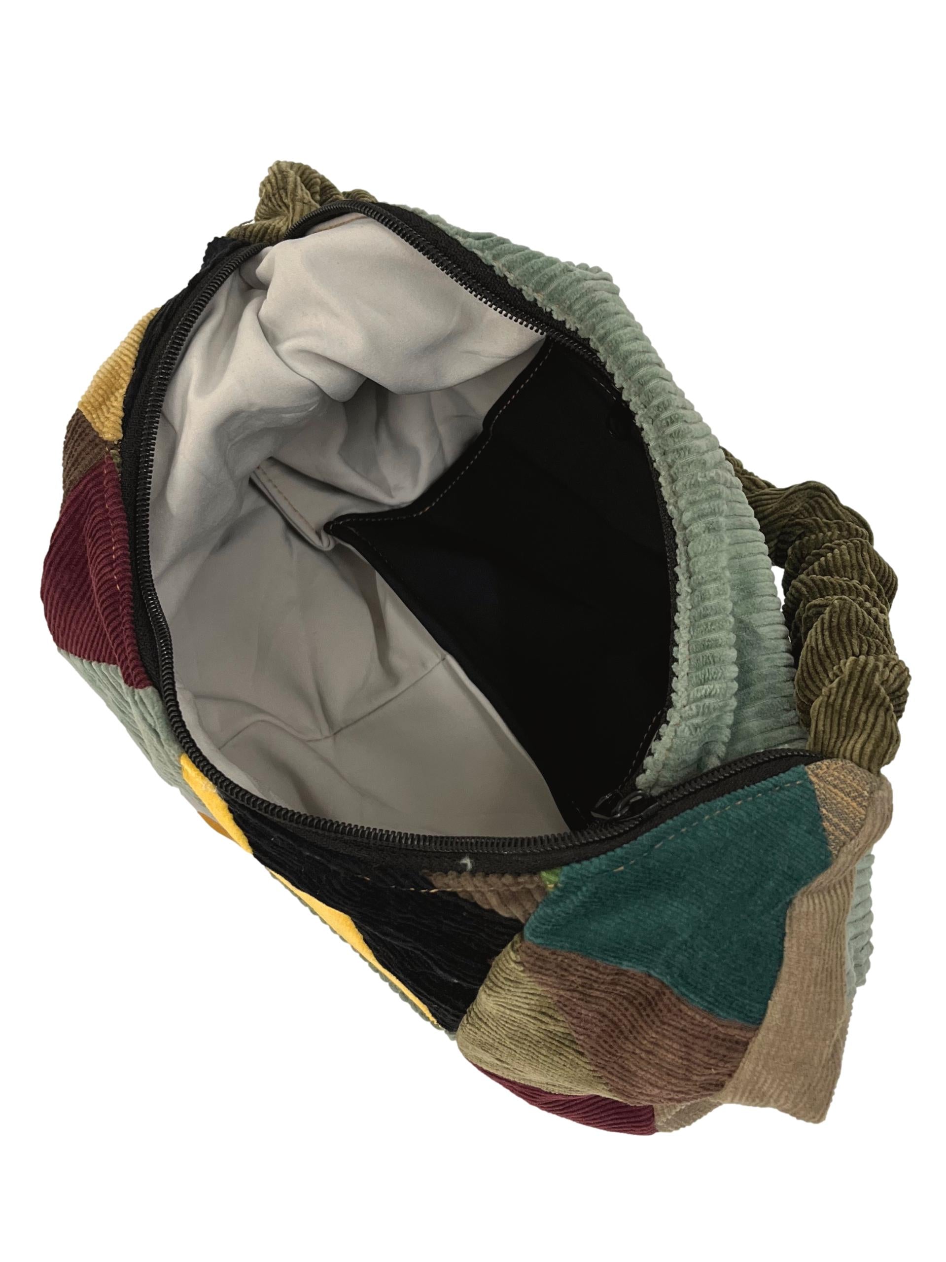 Sage And Yellow Corduroy Reworked Shoulder Bag