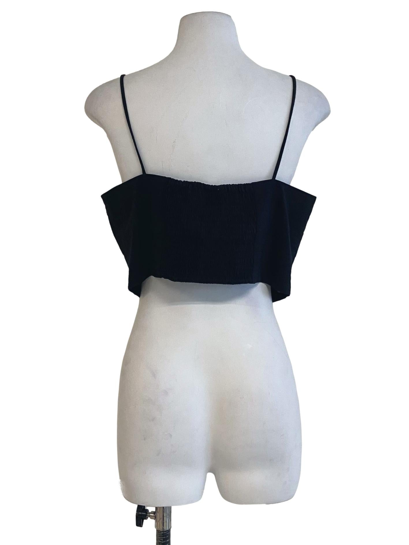 Black Spaghetti Strap Front Knot Crop Top