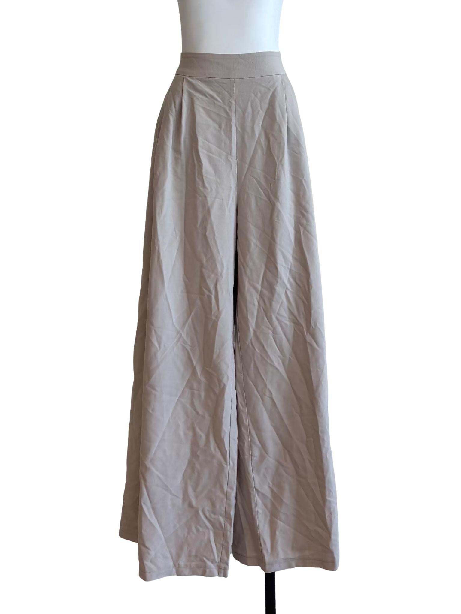 Eggshell Wide Leg Long Pants