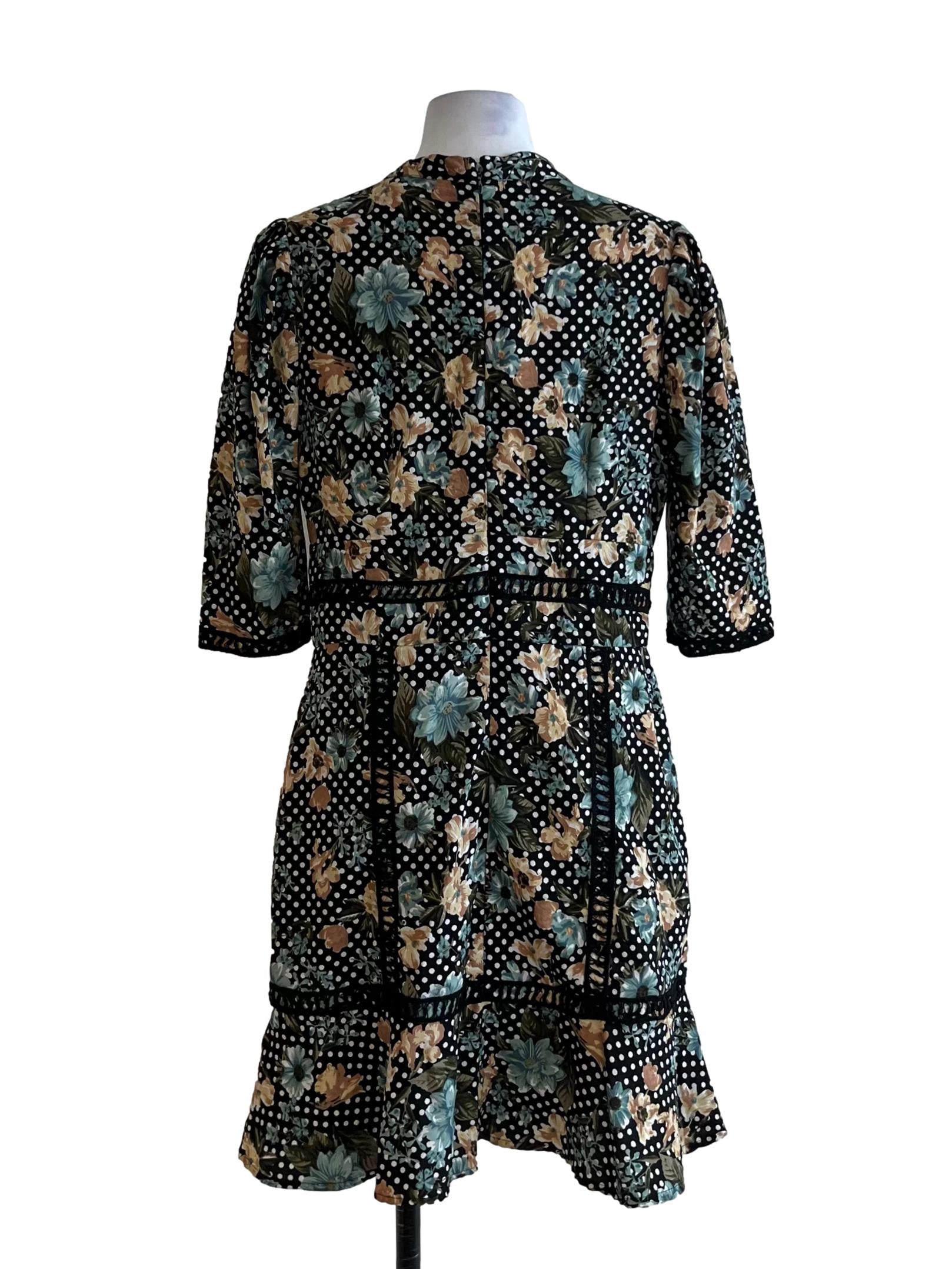 Black Floral Empire Dress