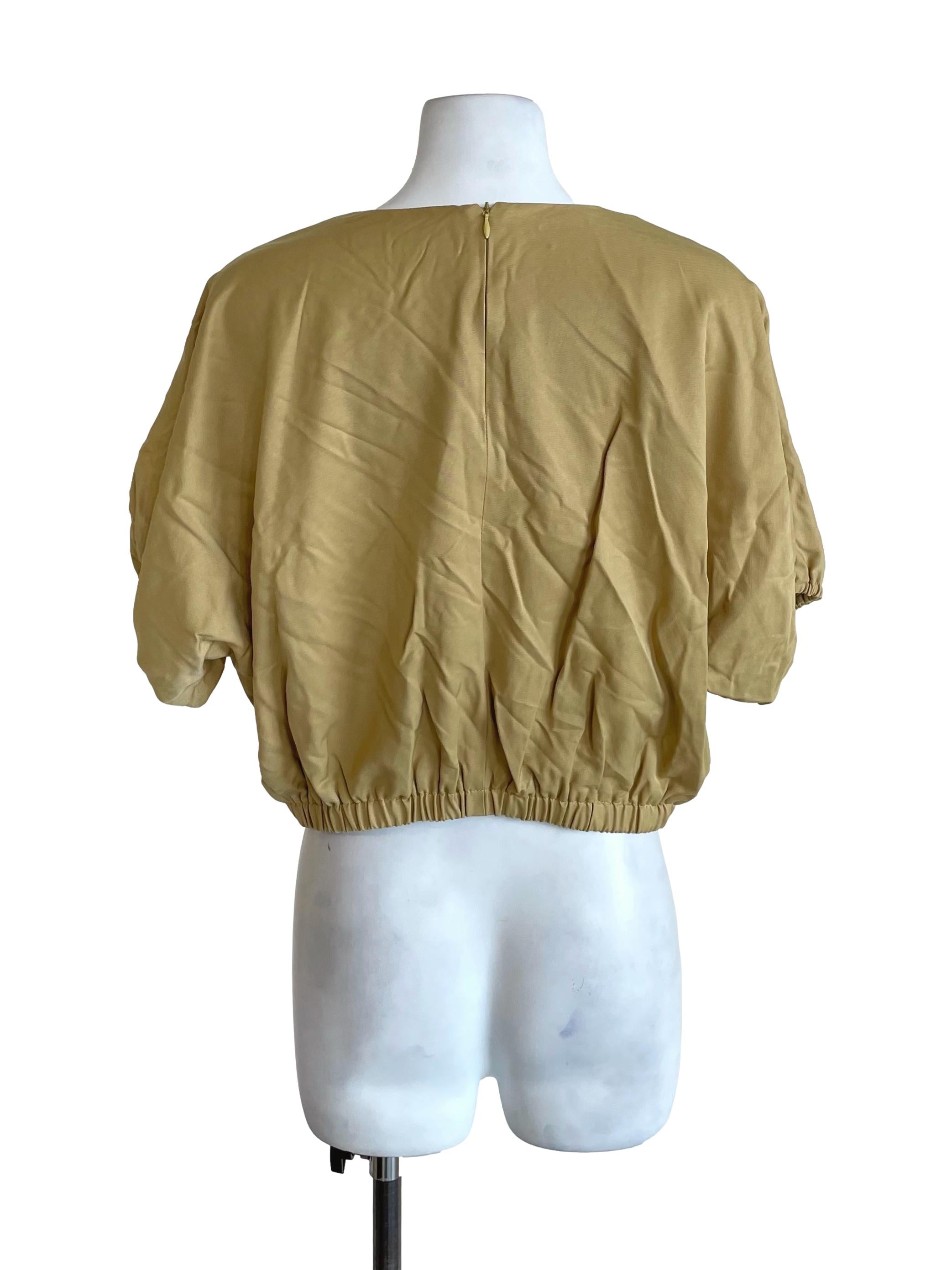 Corn Beige Blouse Crop Top