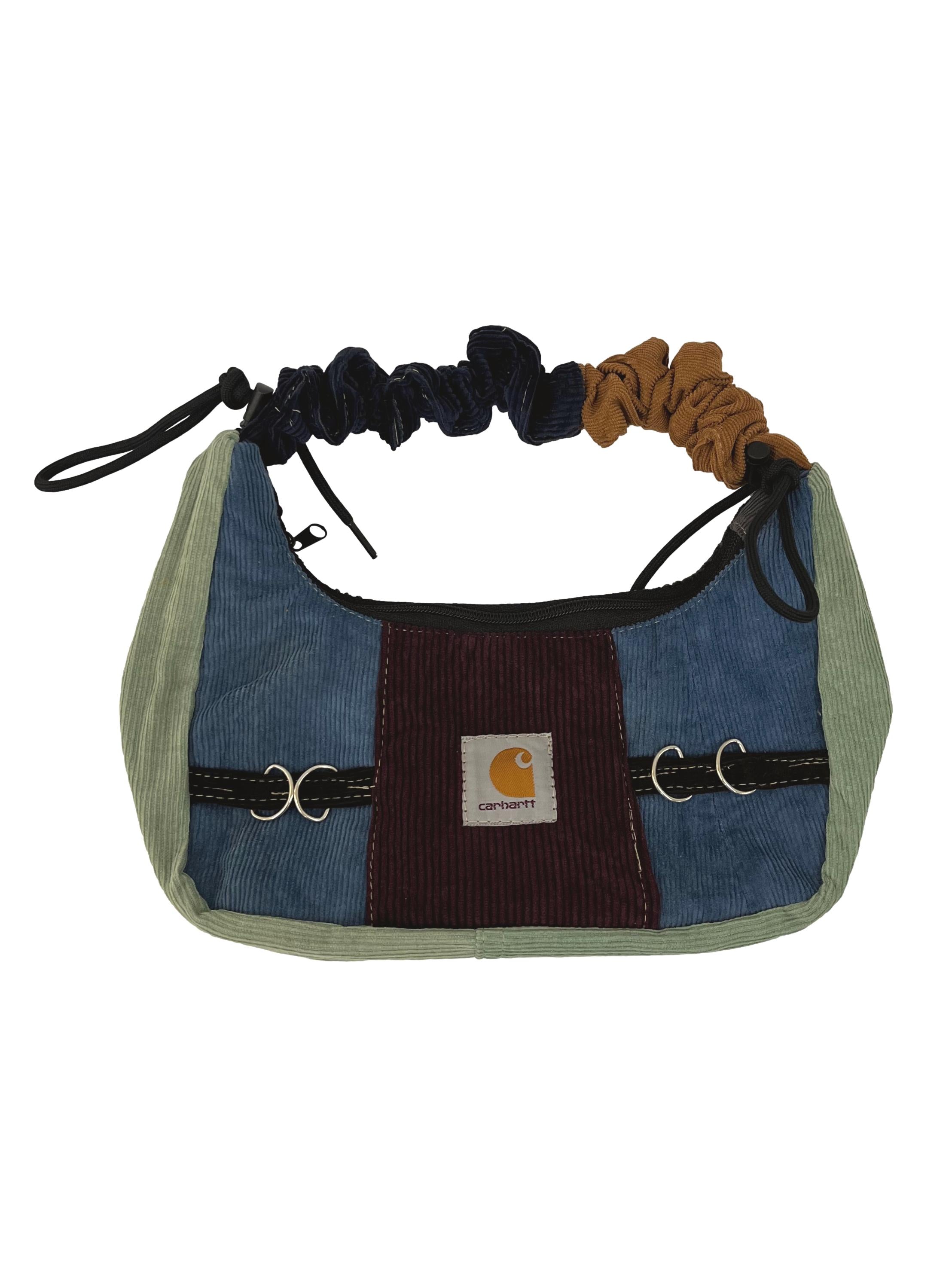 Sangria Teal Corduroy Shoelace Reworked Shoulder Bag