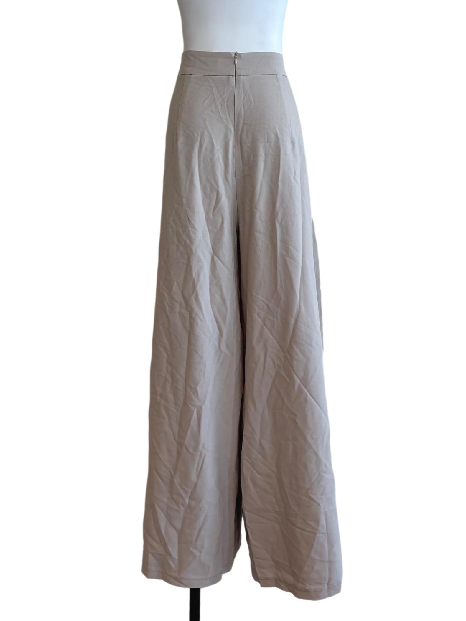 Eggshell Wide Leg Long Pants