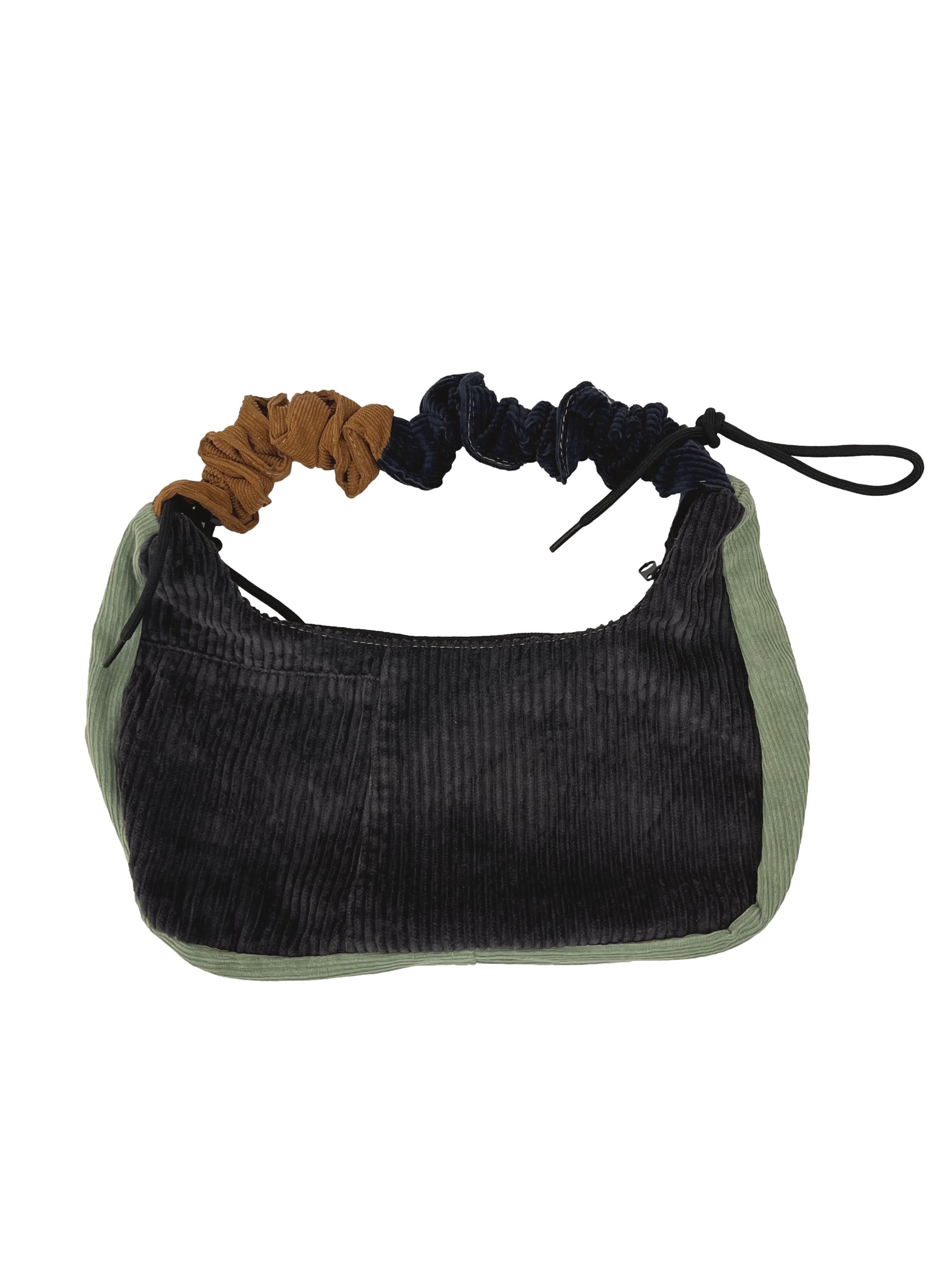Sangria Teal Corduroy Shoelace Reworked Shoulder Bag