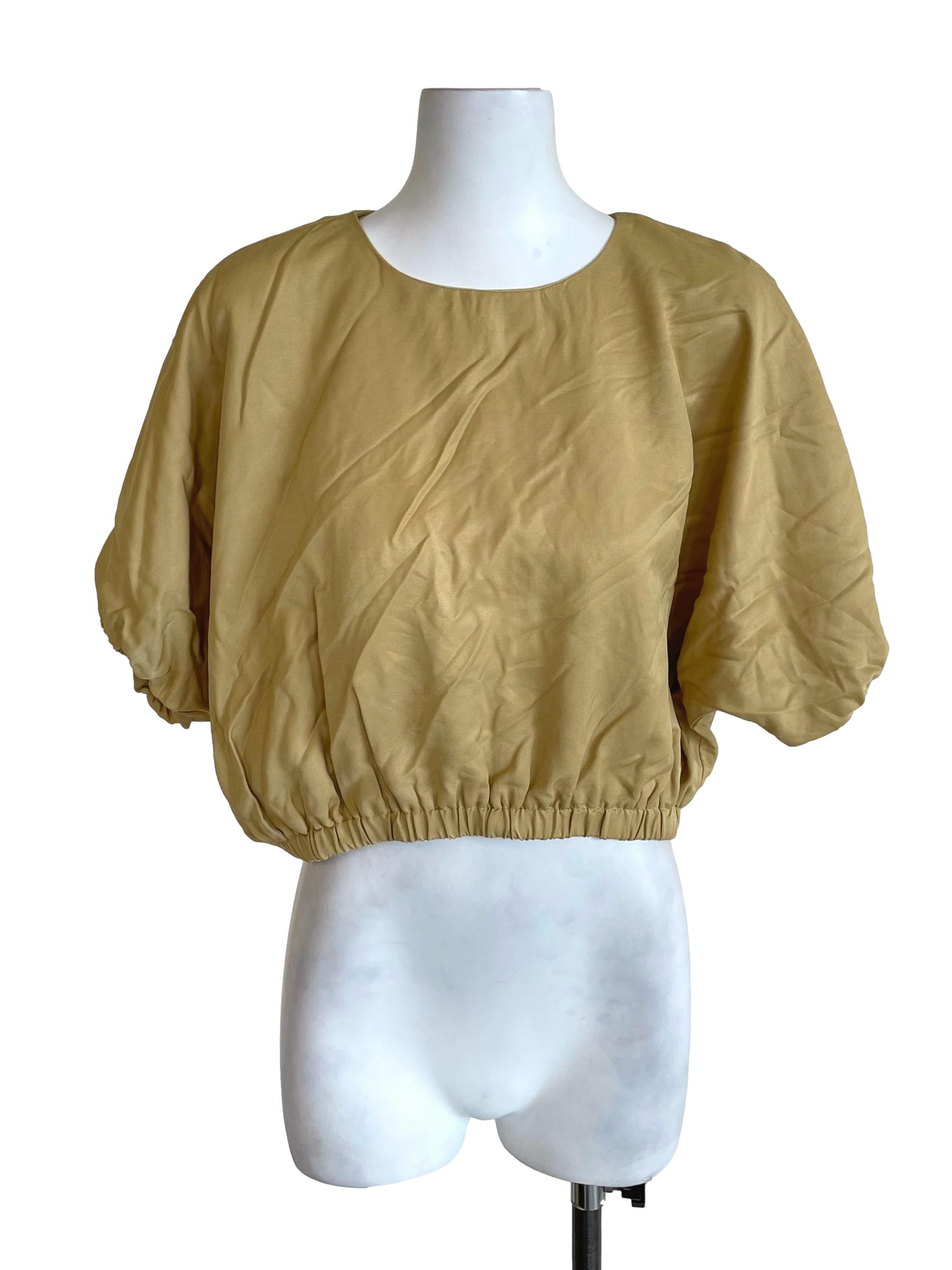 Corn Beige Blouse Crop Top