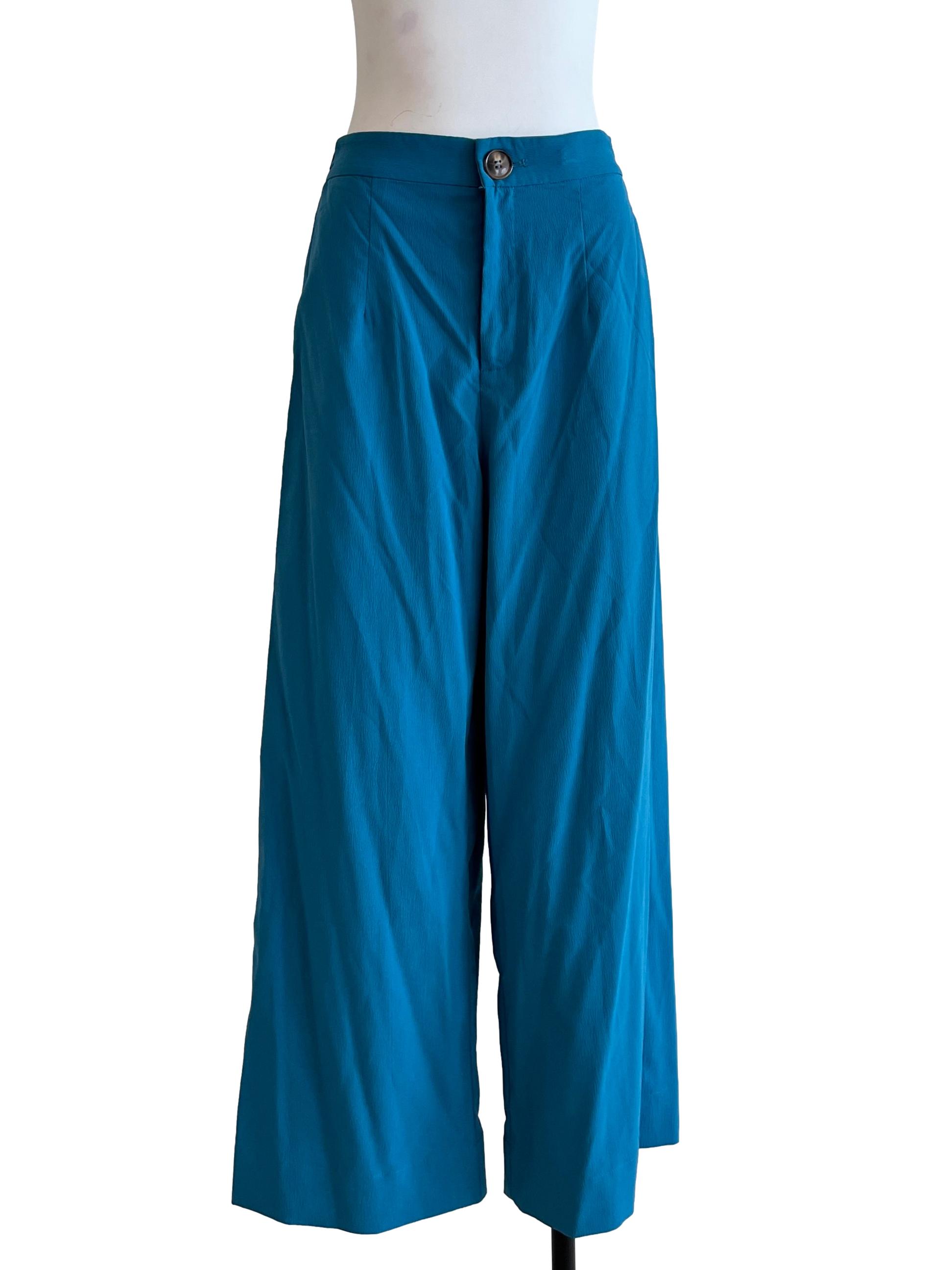 Cerulean Blue Wide Leg Pants
