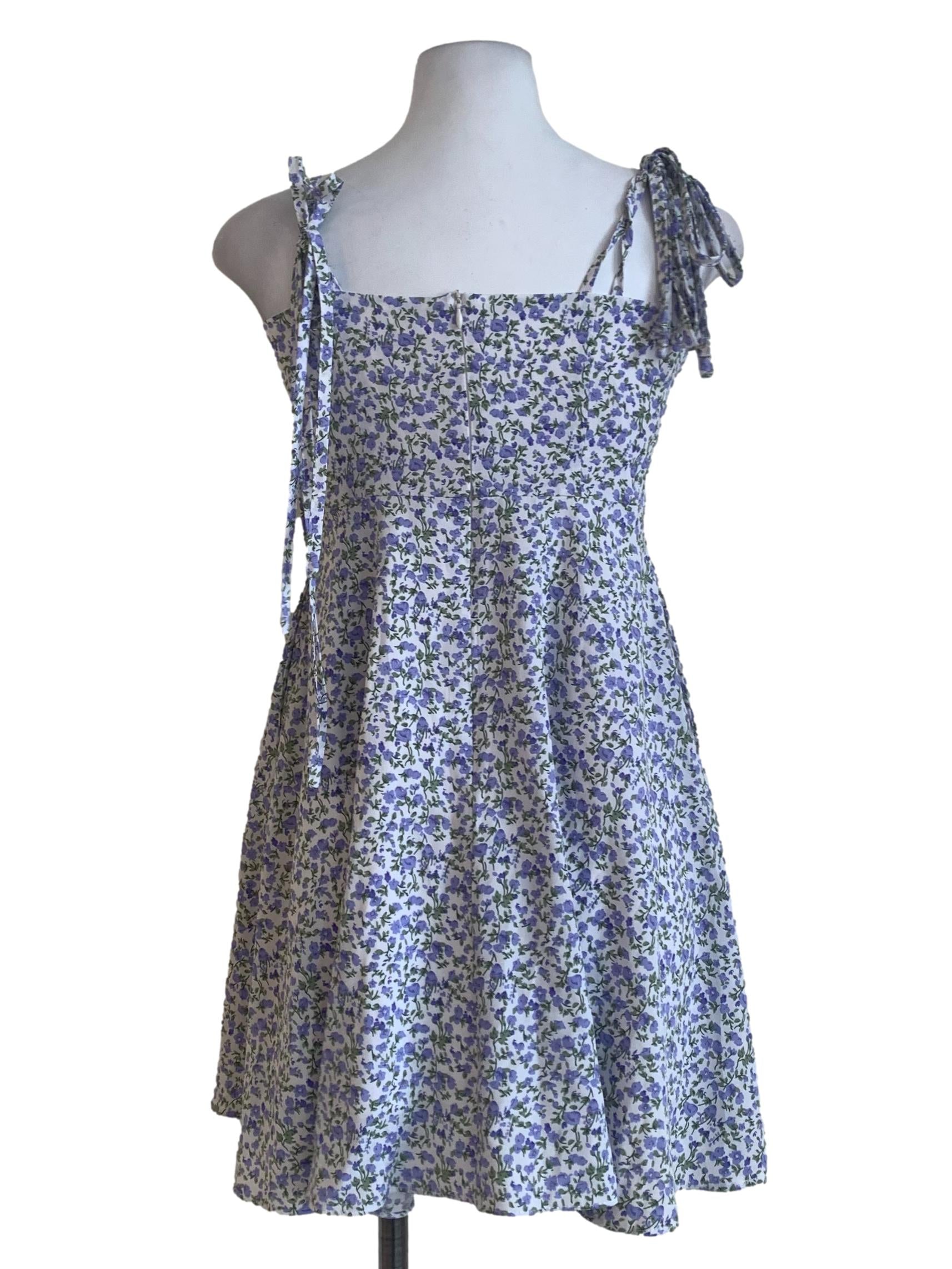 White Flower Pattern Sun Dress