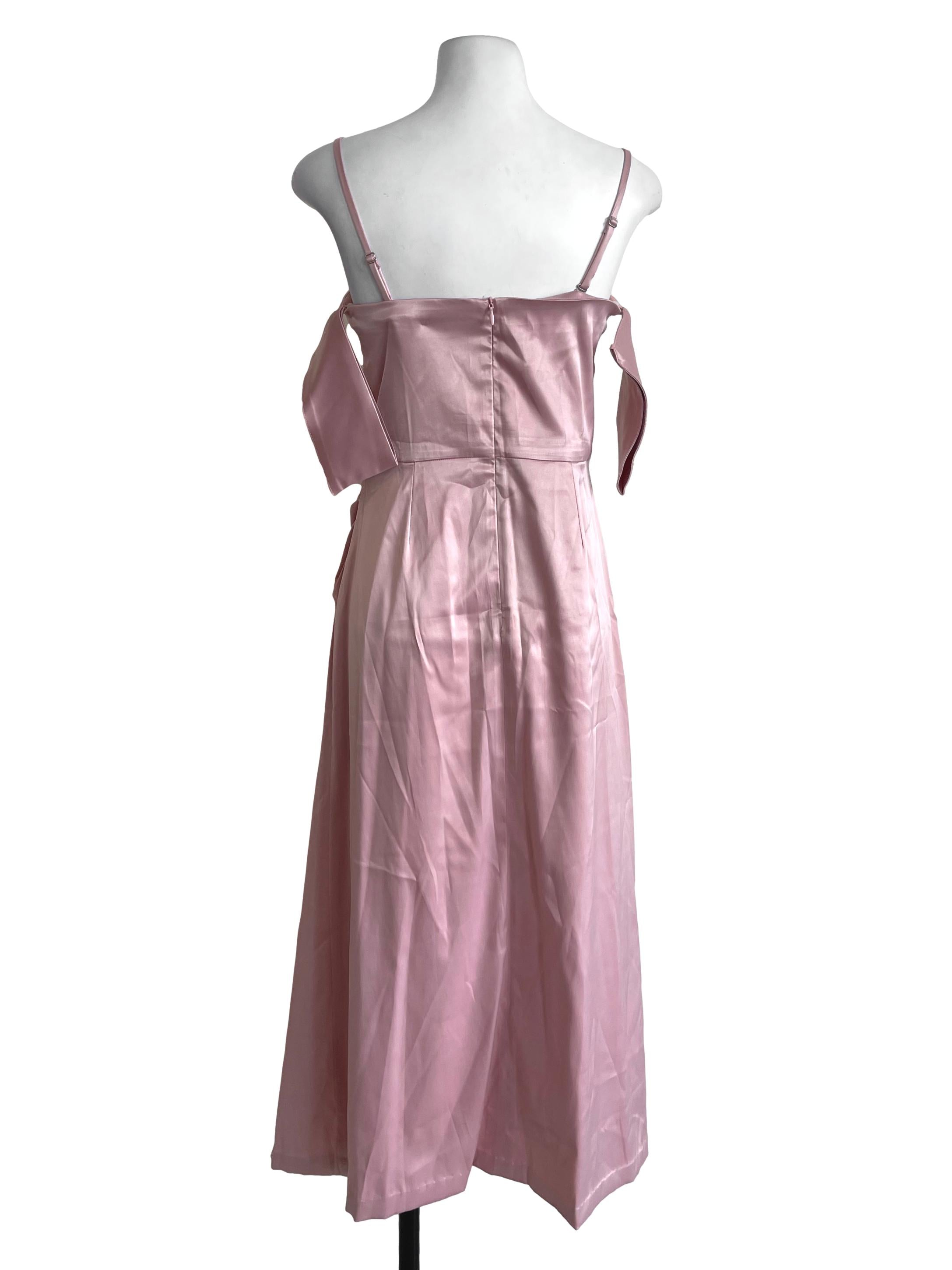 Soft Pink Satin Formal Gown