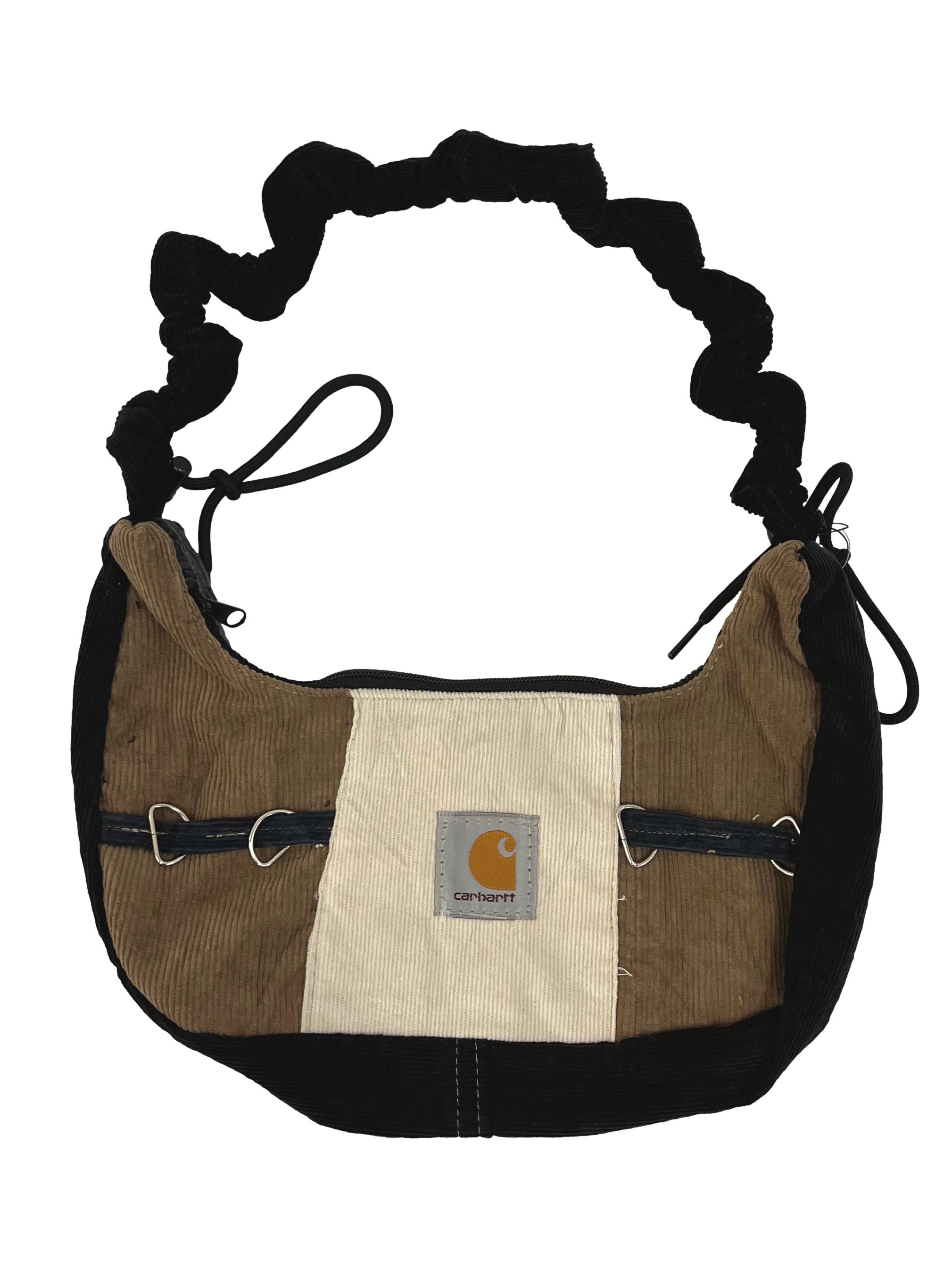 Black Brown Corduroy Shoelace Reworked Shoulder Bag