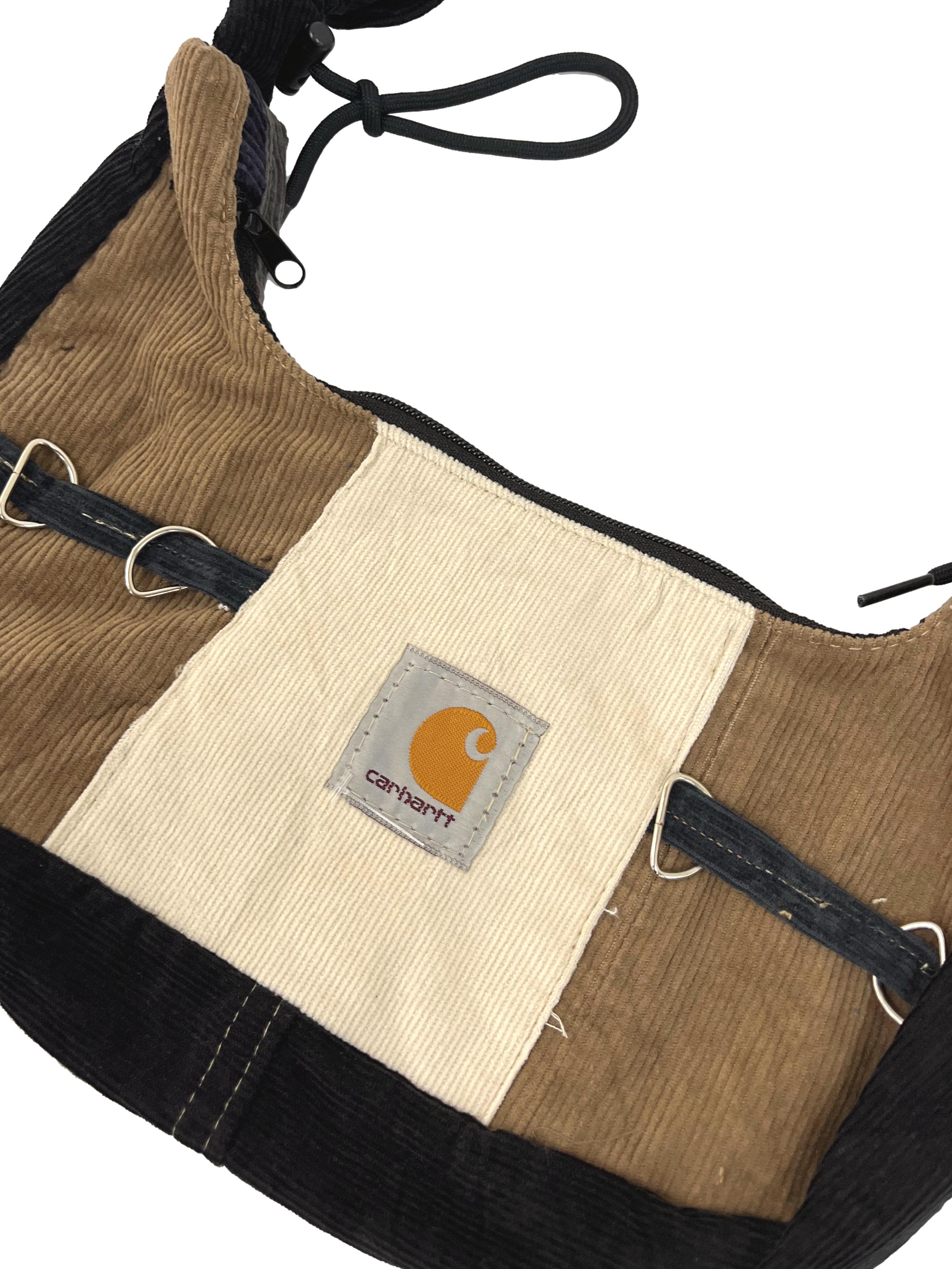 Black Brown Corduroy Shoelace Reworked Shoulder Bag