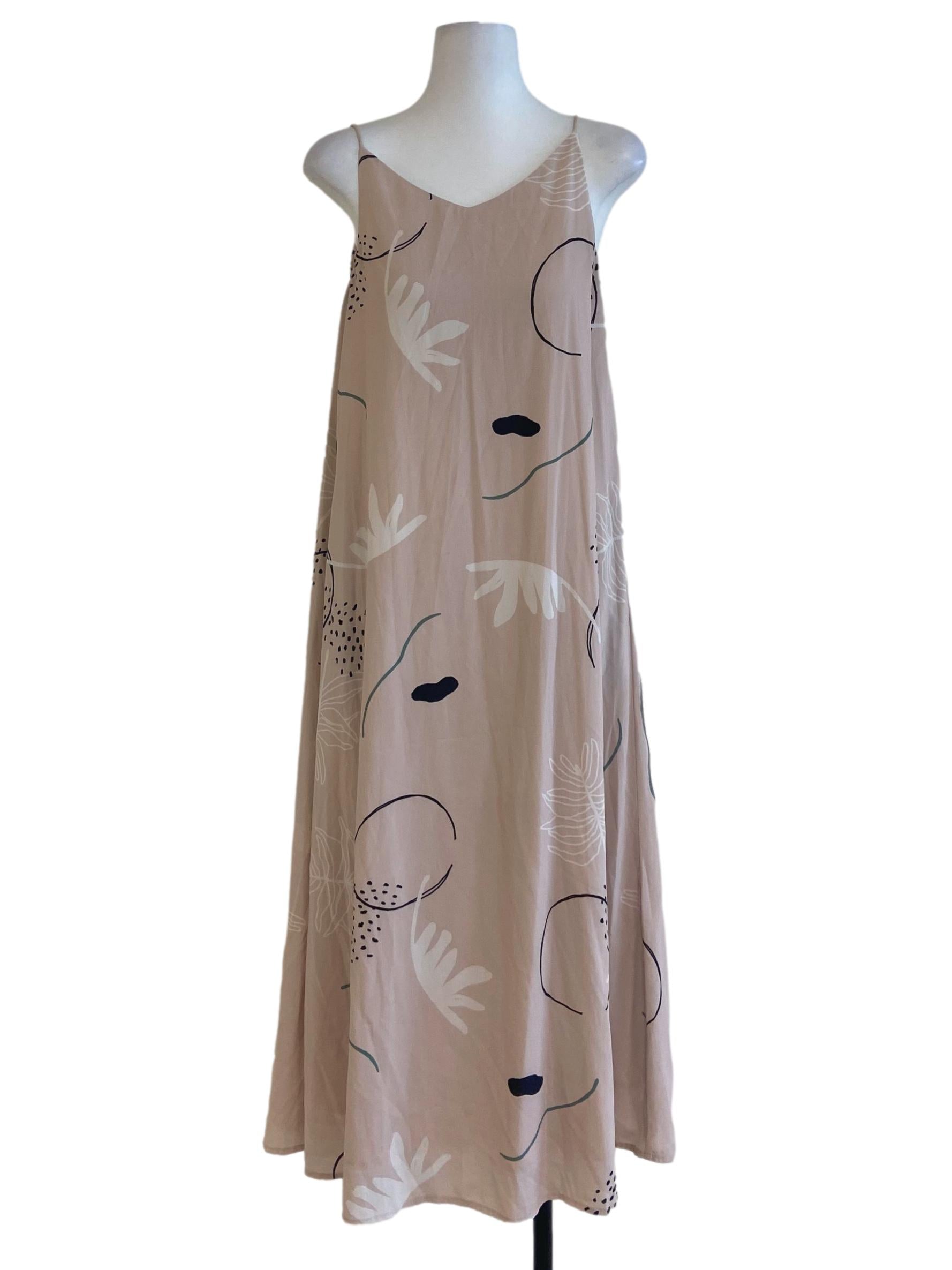 Lace Beige Floral Spaghetti Strap Slip Dress