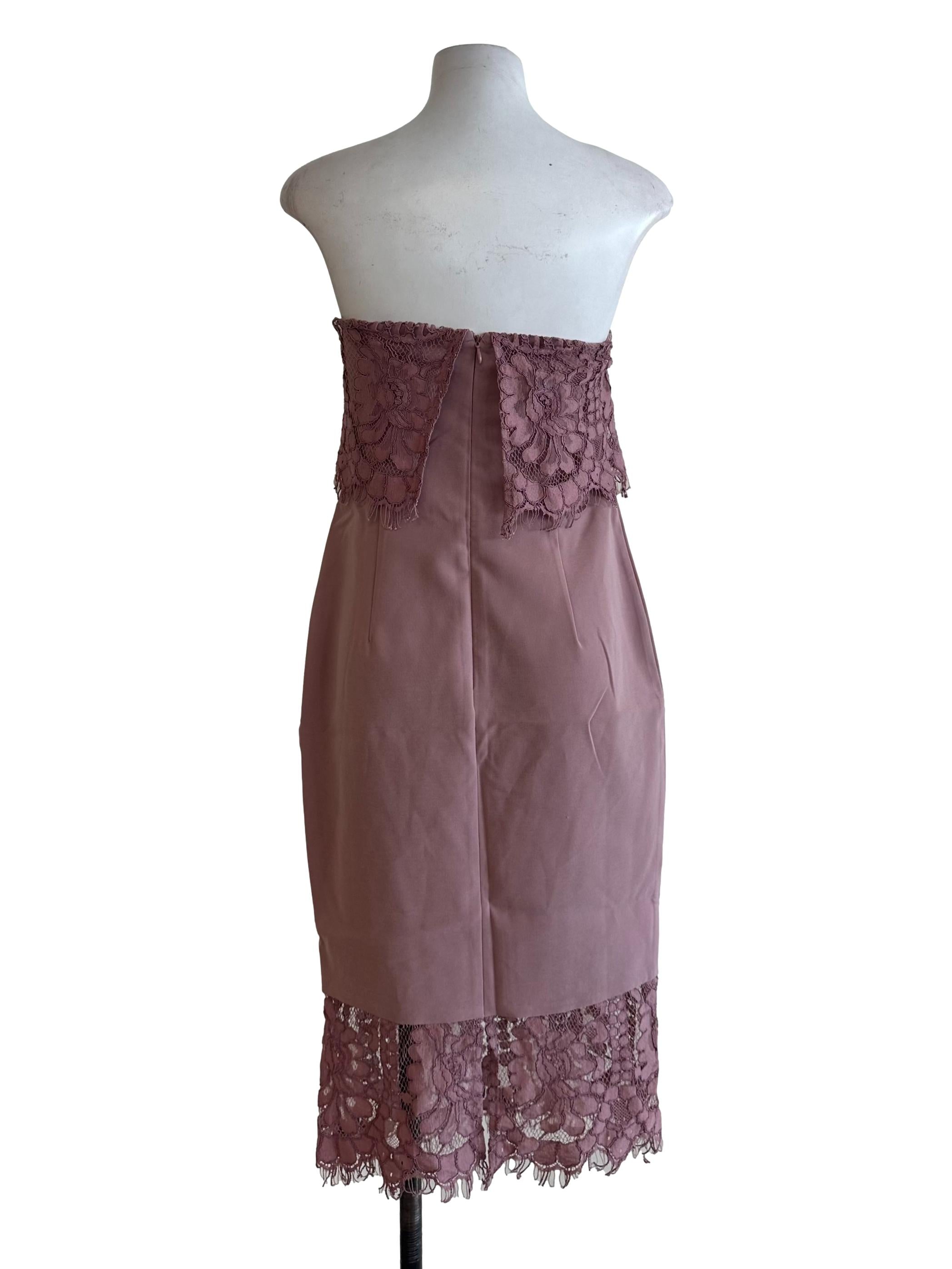 Dusty Pink Lace Strapless Dress