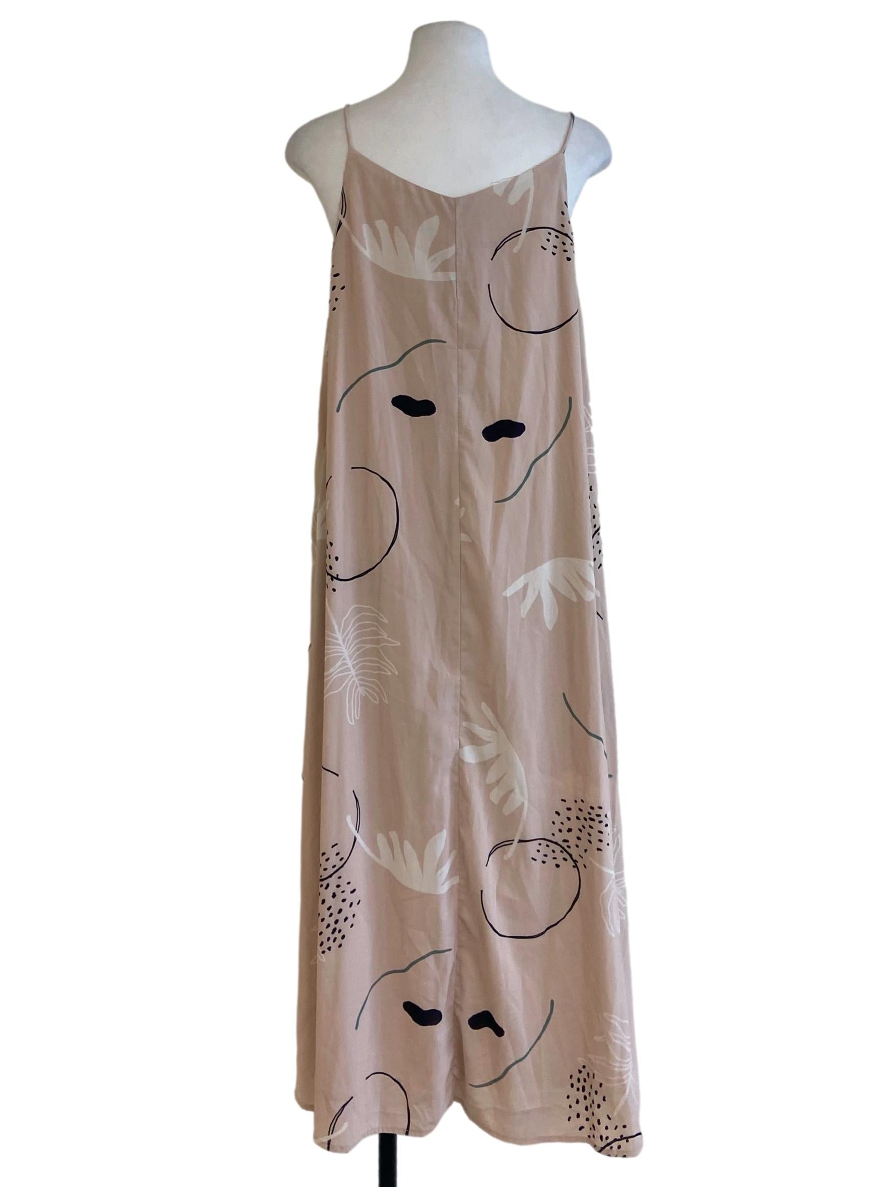 Lace Beige Floral Spaghetti Strap Slip Dress