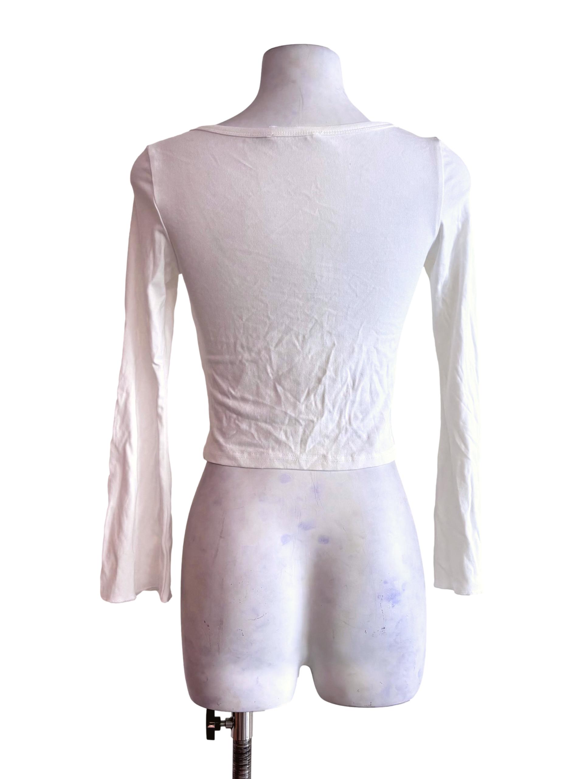 White Scoop Neck Long Sleeve Top TTR