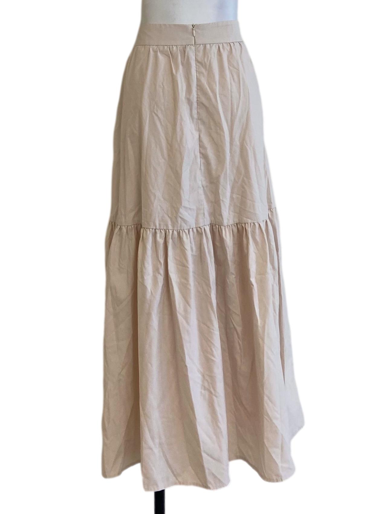Coconut Beige Layered Circle Skirt