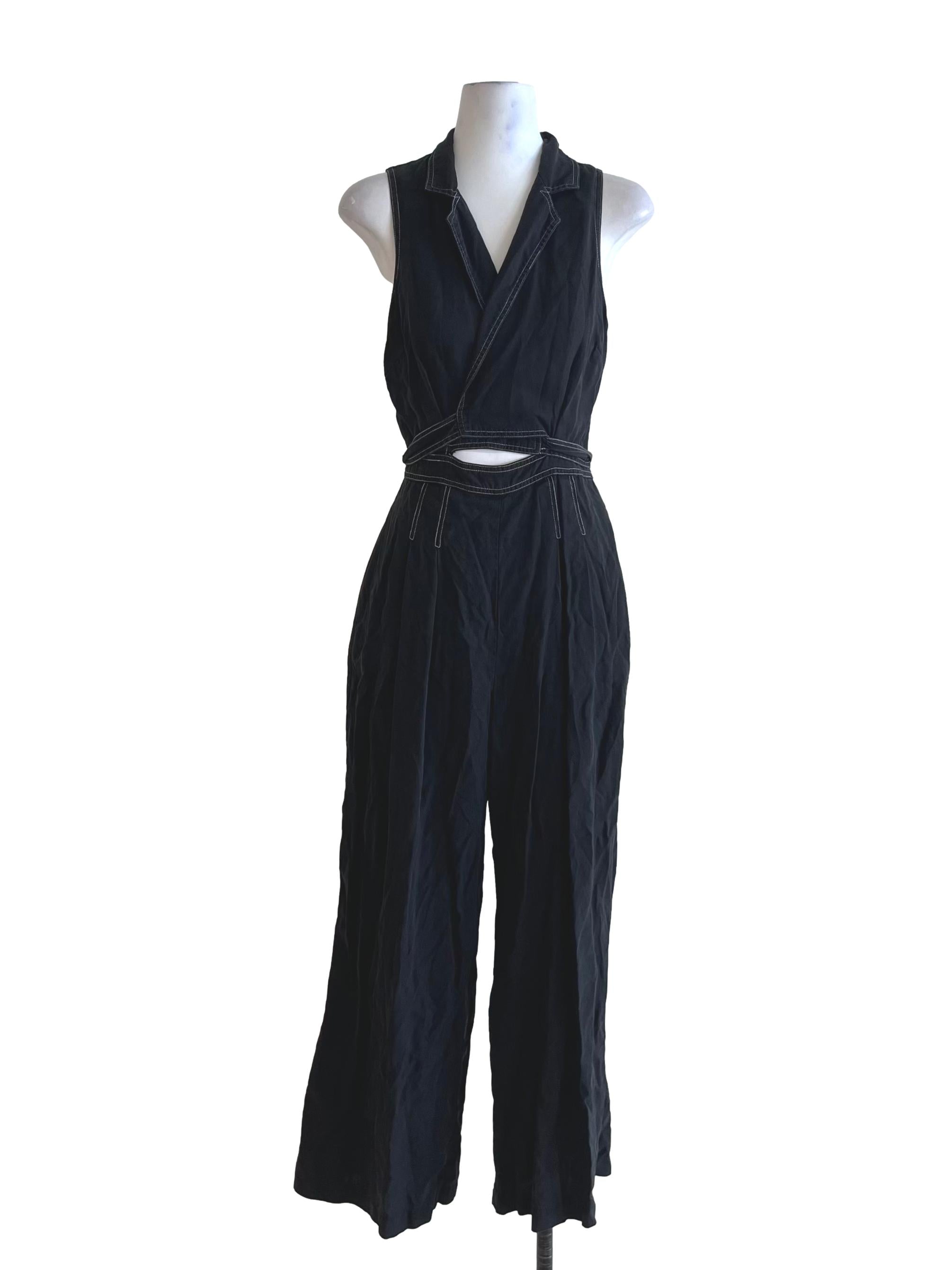 Black Wing Collar Jumpsuit