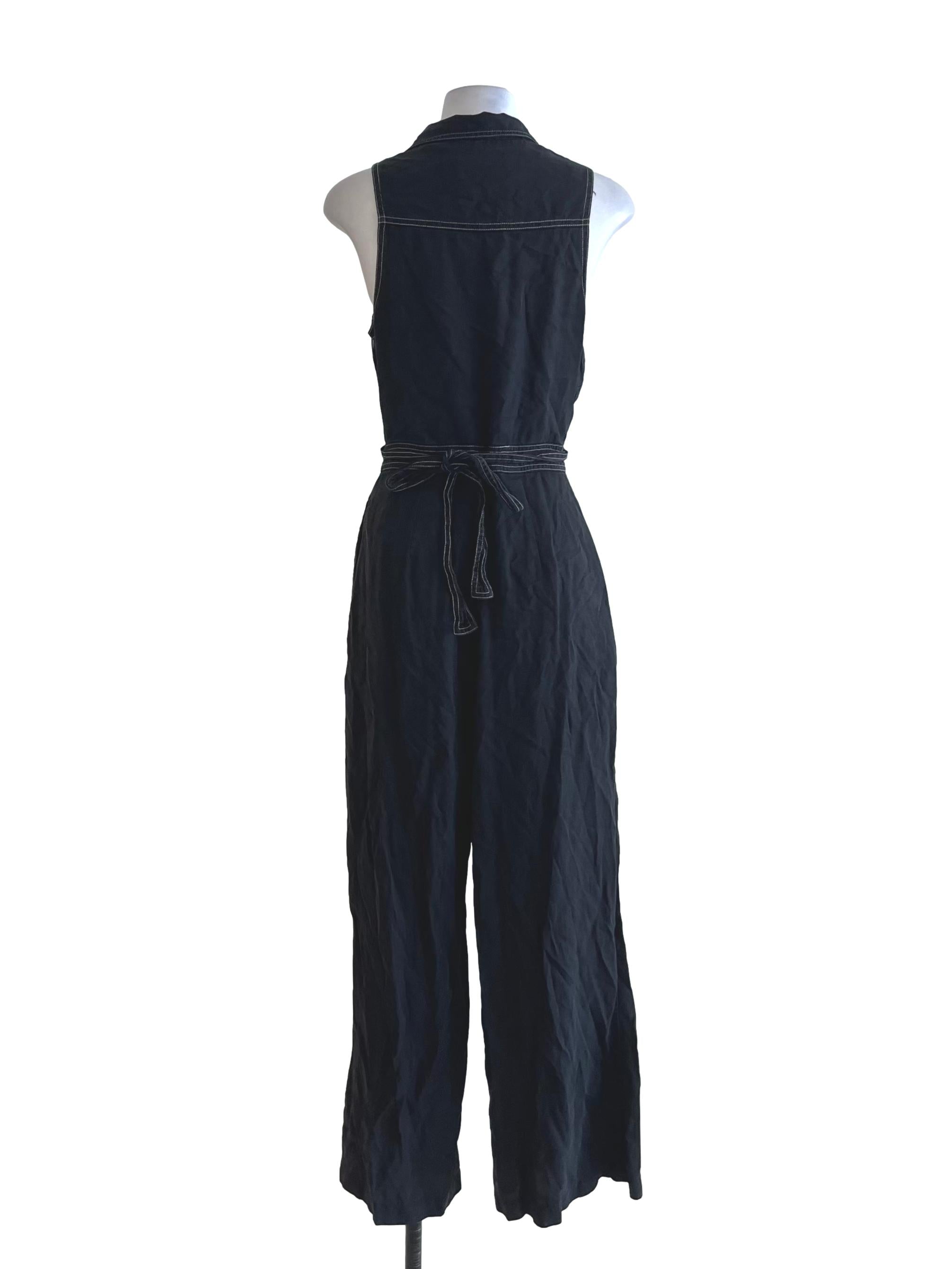 Black Wing Collar Jumpsuit