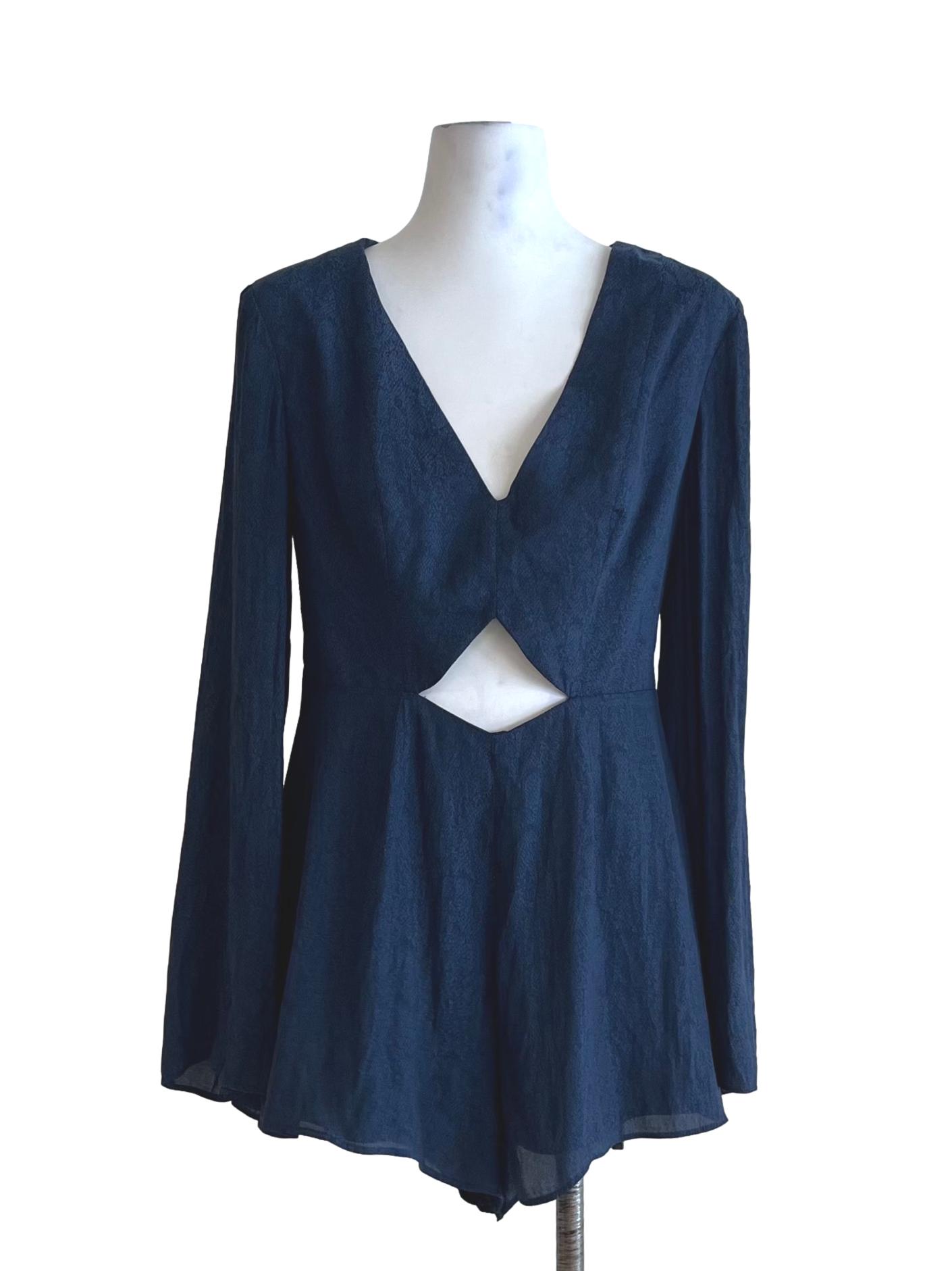 Navy Blue V-Neckline Romper