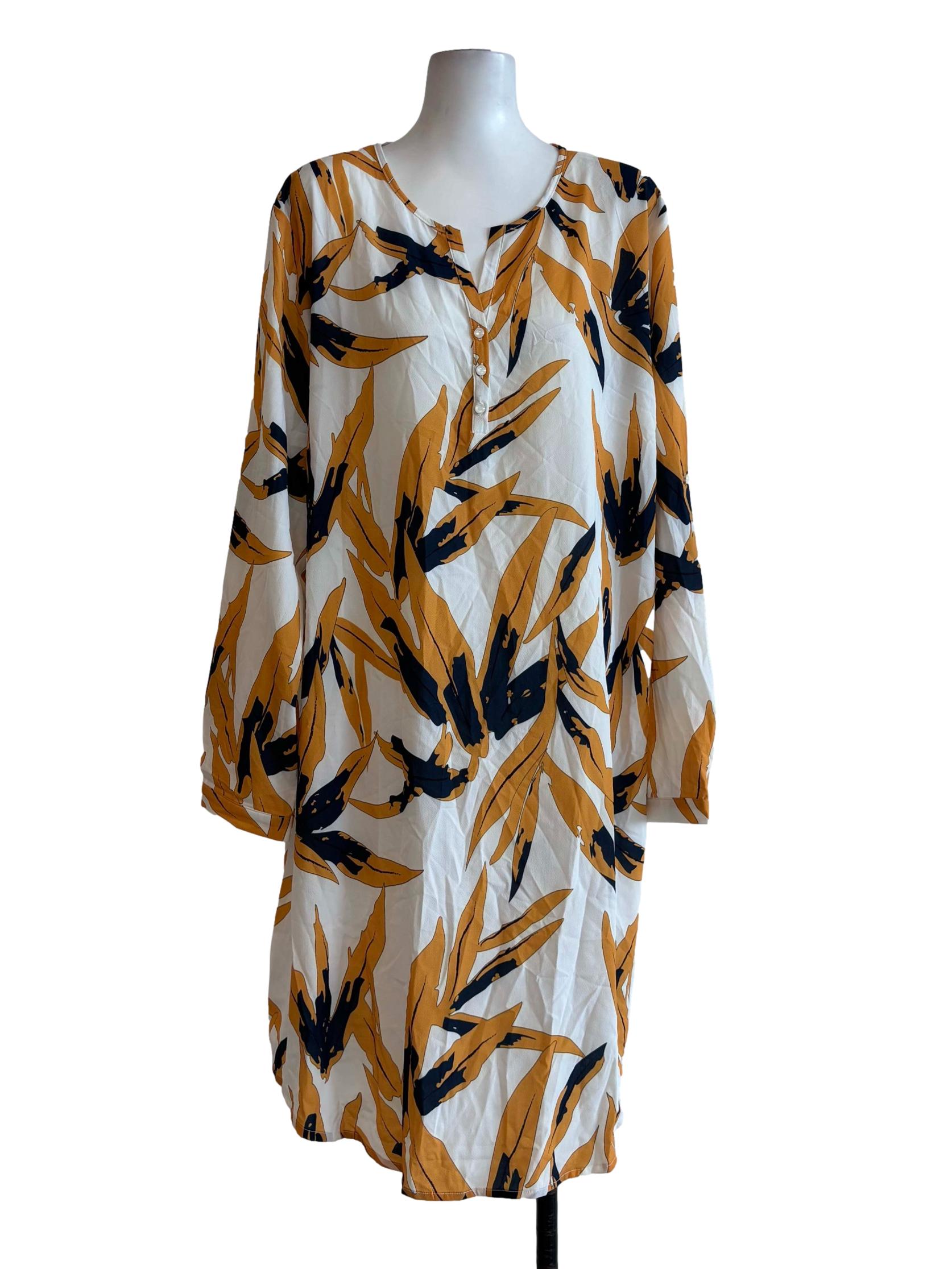 Blonde Yellow Patterned Long Sleeve Dress