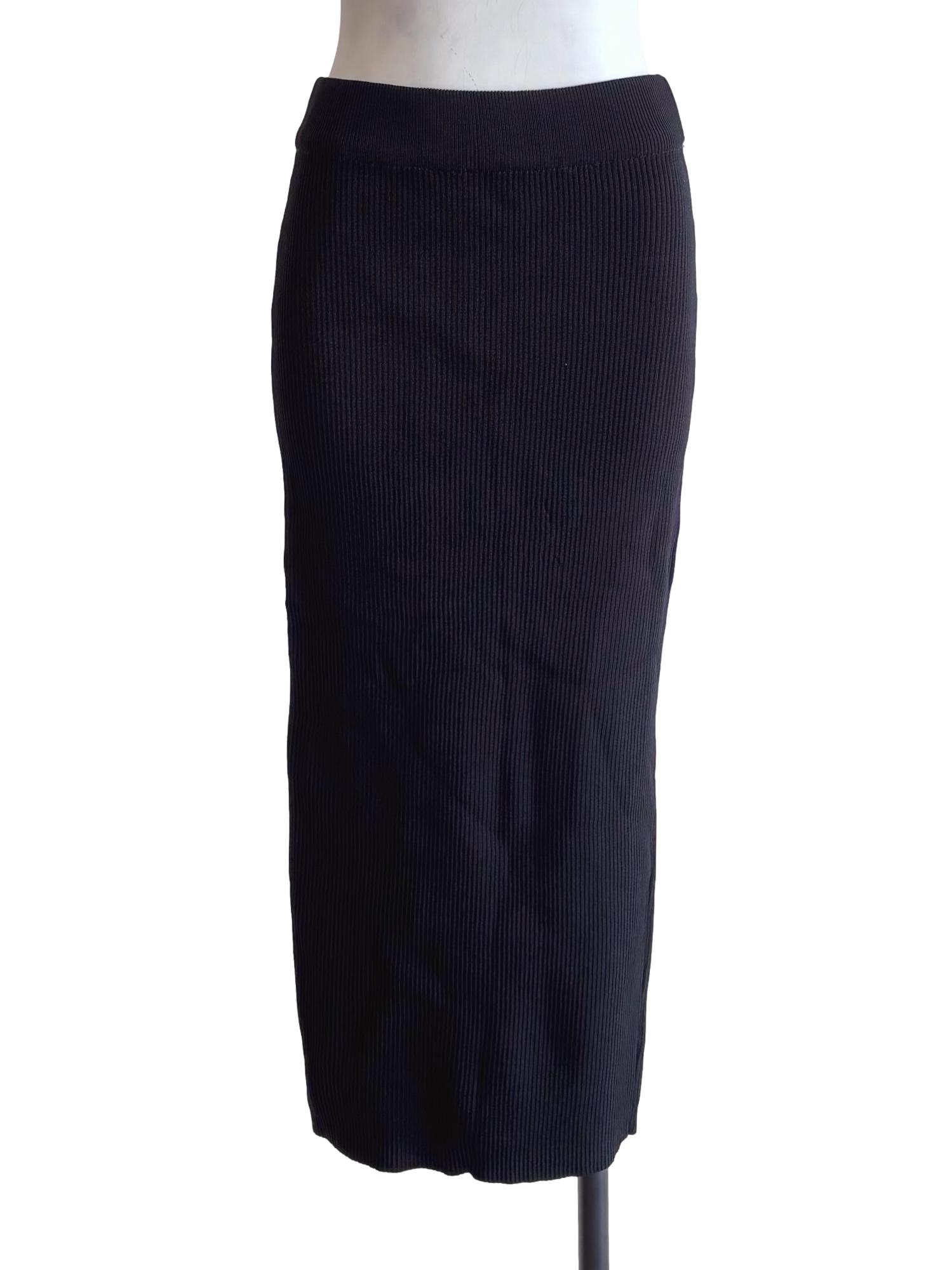 Black Knit Midi Skirt
