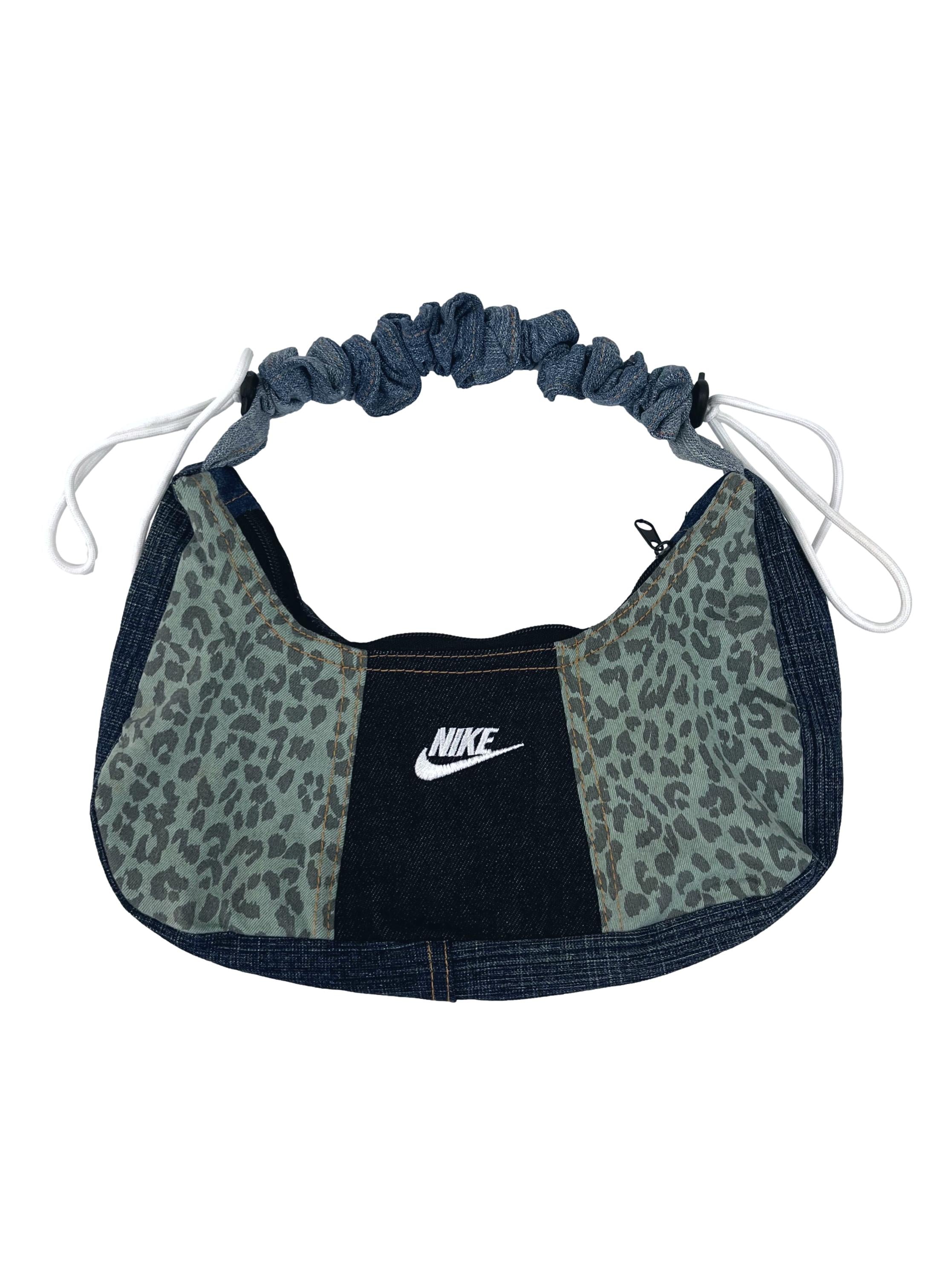Green Leopard Print Shoelace Reworked Shoulder Bag