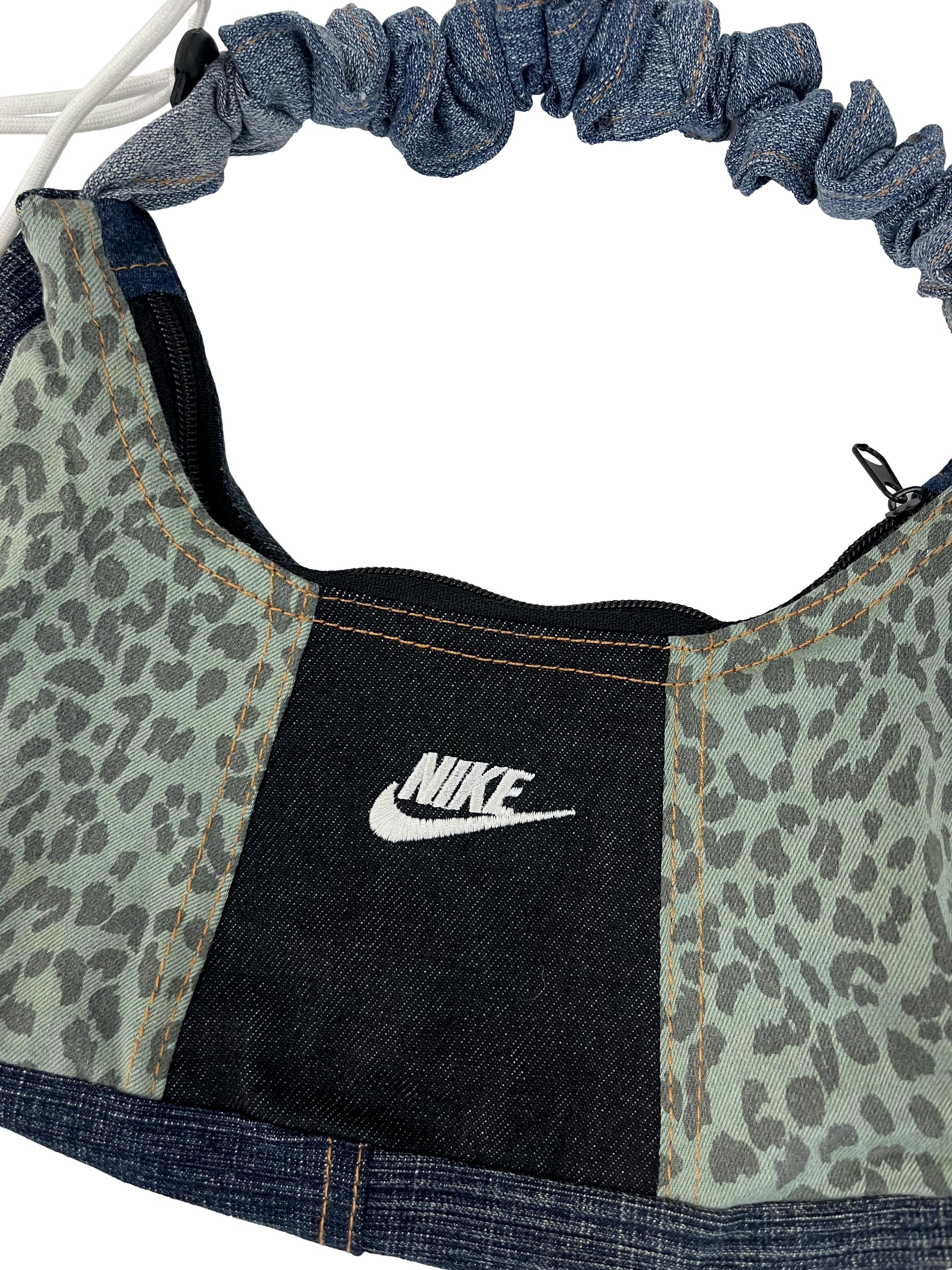 Green Leopard Print Shoelace Reworked Shoulder Bag