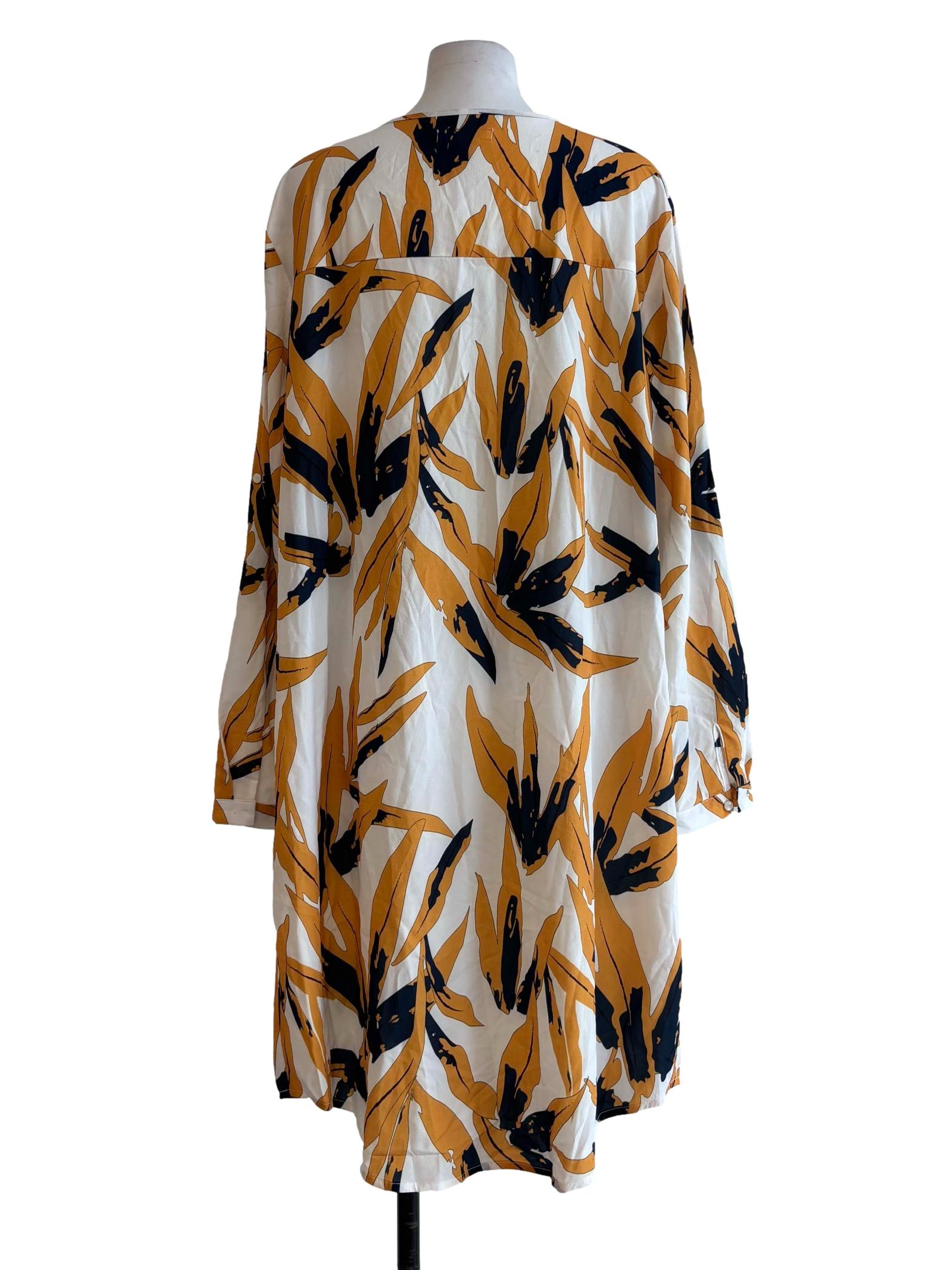 Blonde Yellow Patterned Long Sleeve Dress