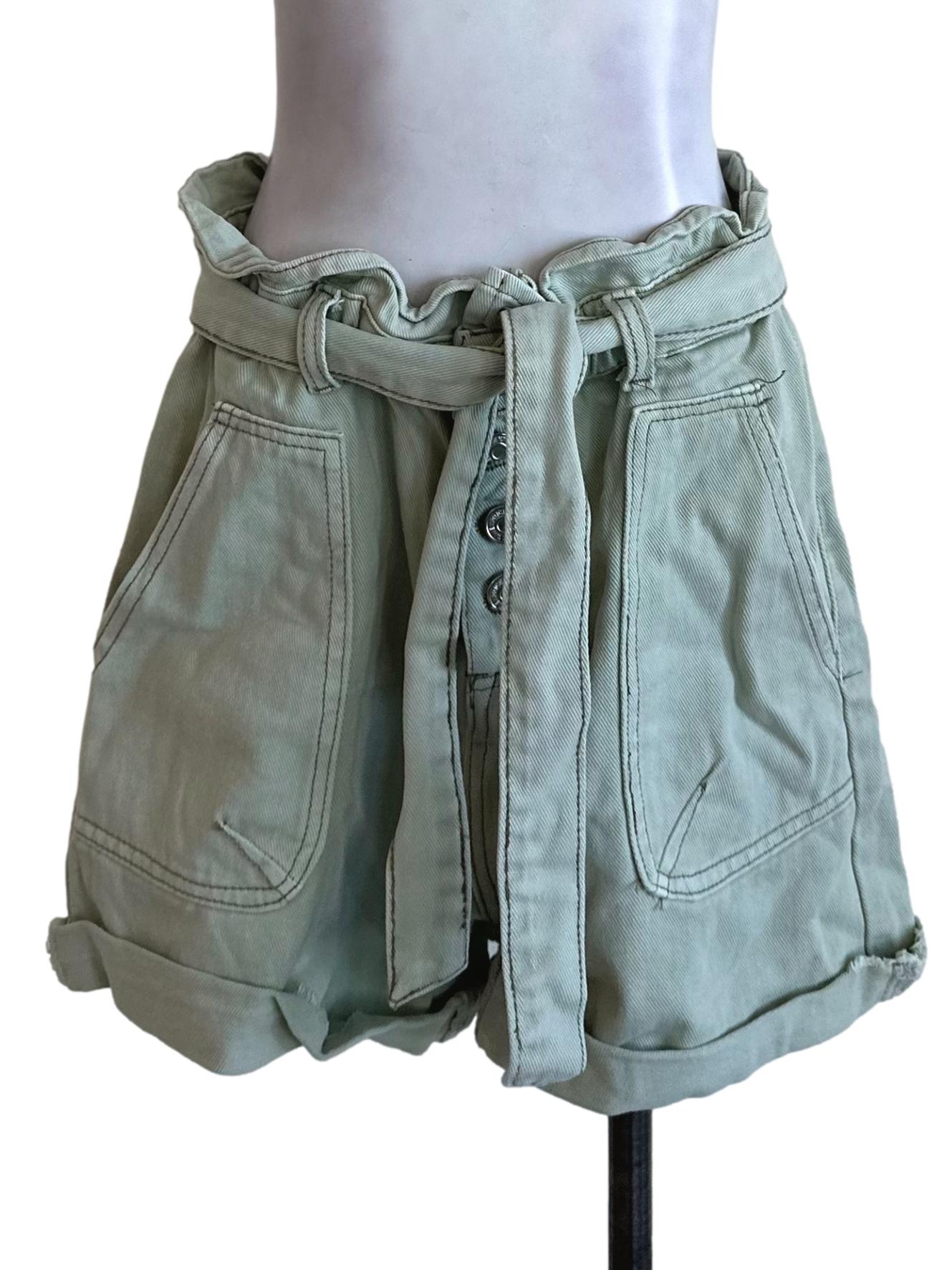 Pastel Green Denim Shorts