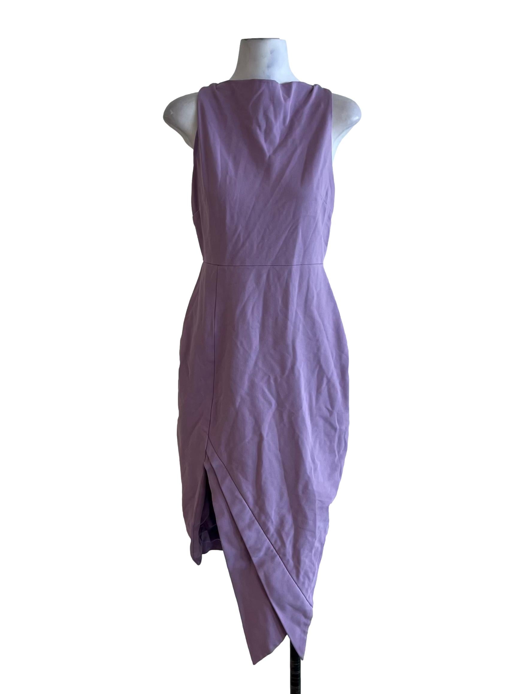 Periwinkle Purple Sabrina Neckline A-Line Dress