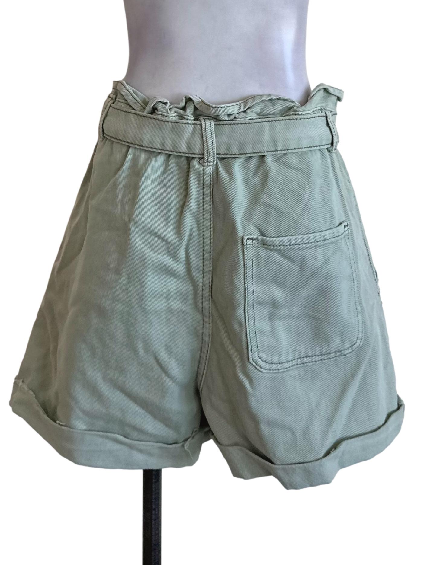 Pastel Green Denim Shorts