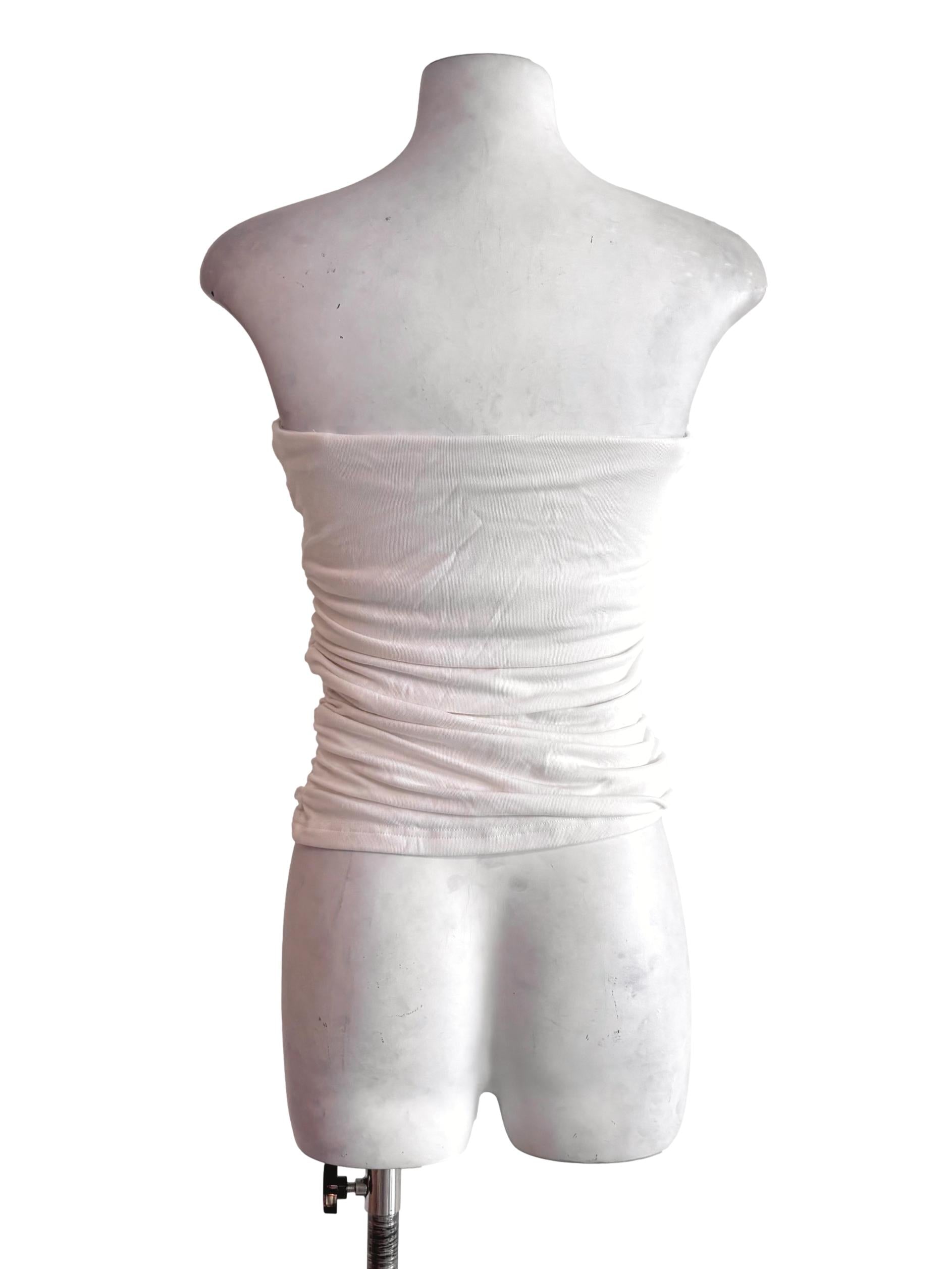 White Padded Ruched Tube Top