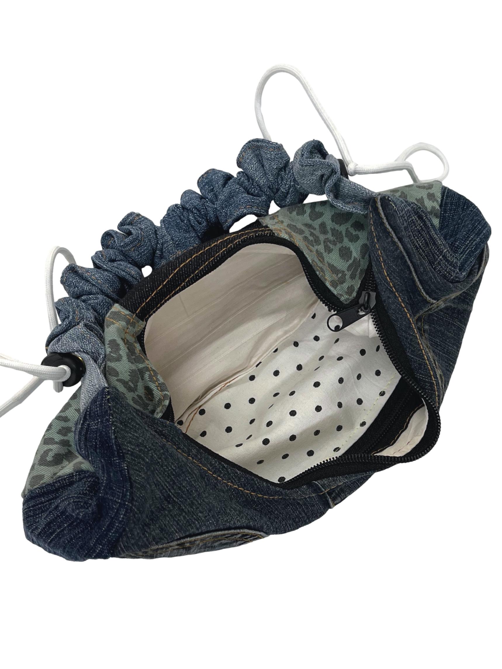 Green Leopard Print Shoelace Reworked Shoulder Bag