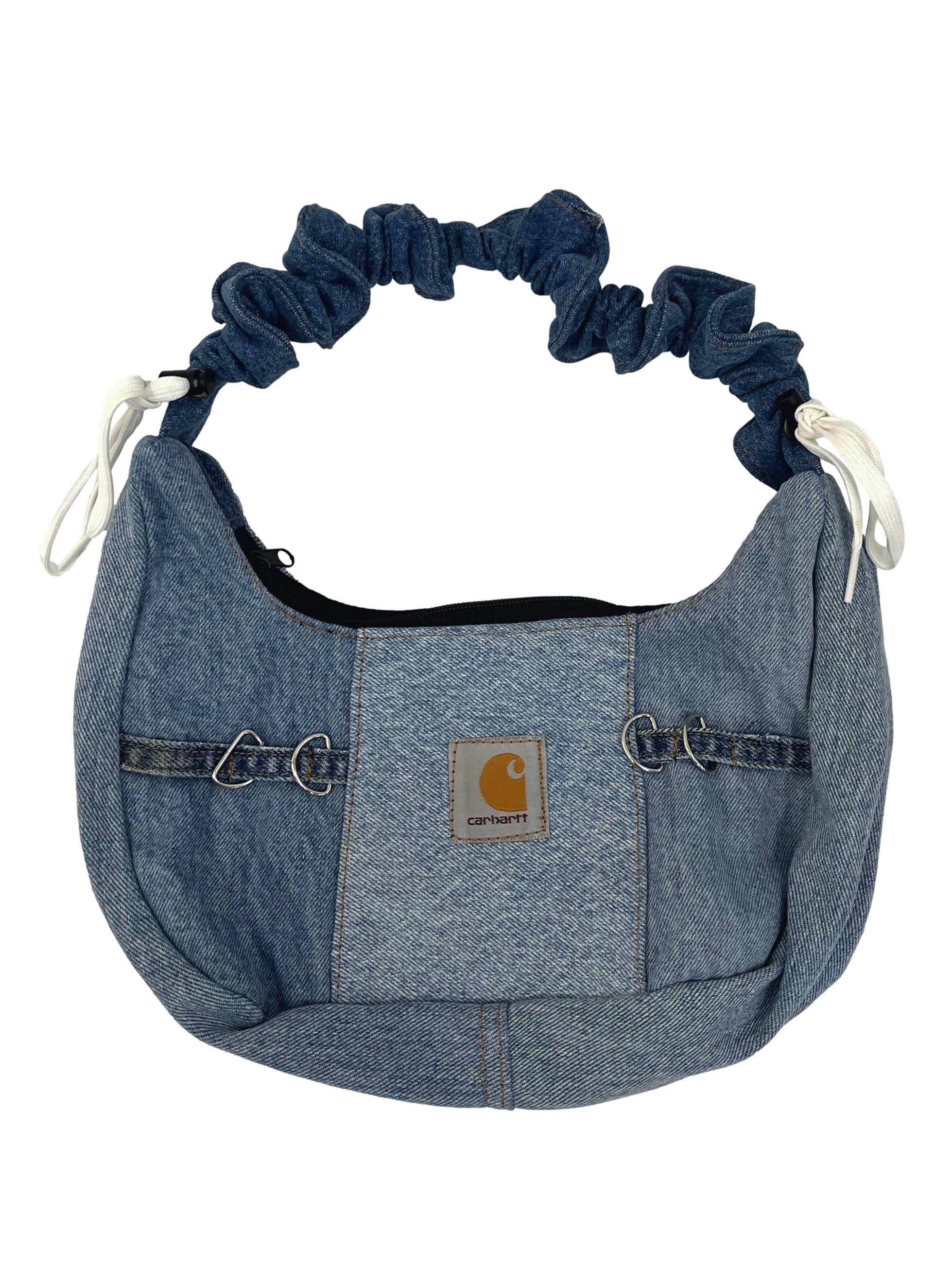 Light Blue Denim Shoelace Reworked Shoulder Bag