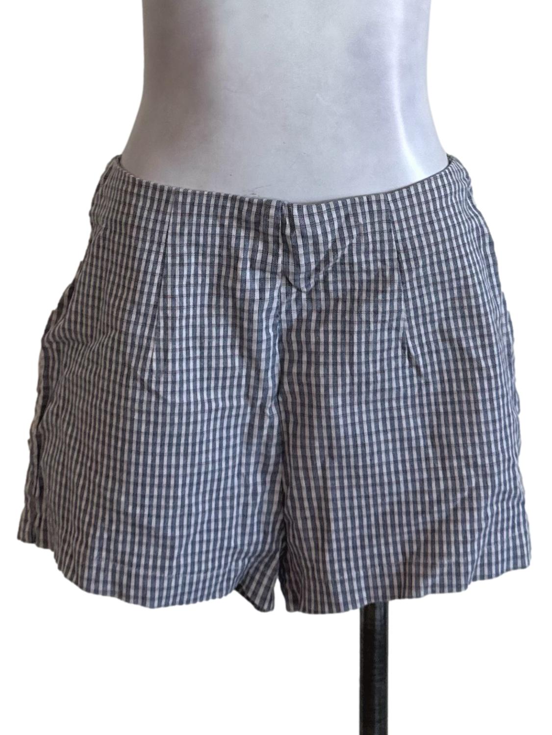 Blue White Plaid Pattern Shorts