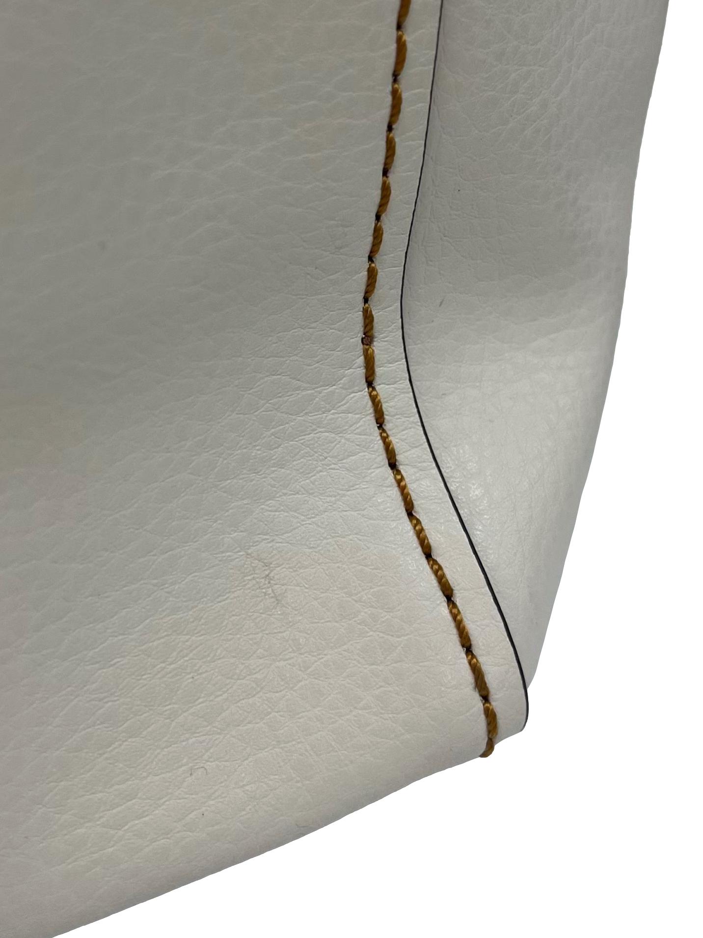 Chalk Pebble Leather Derby Tote Bag