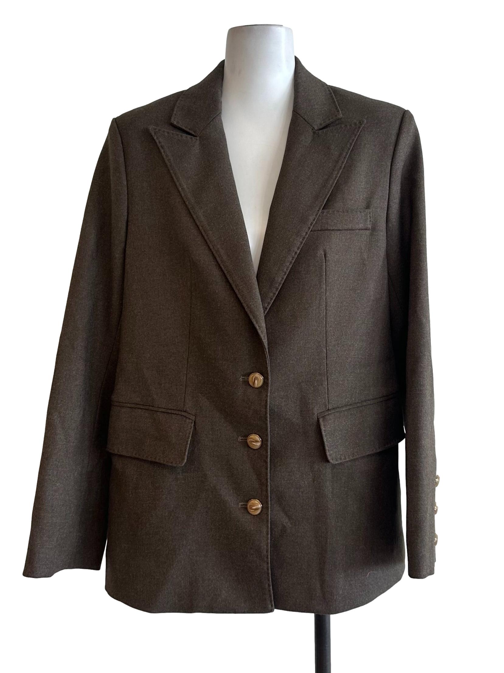 Coffee Brown Collar Long Sleeve Blazer