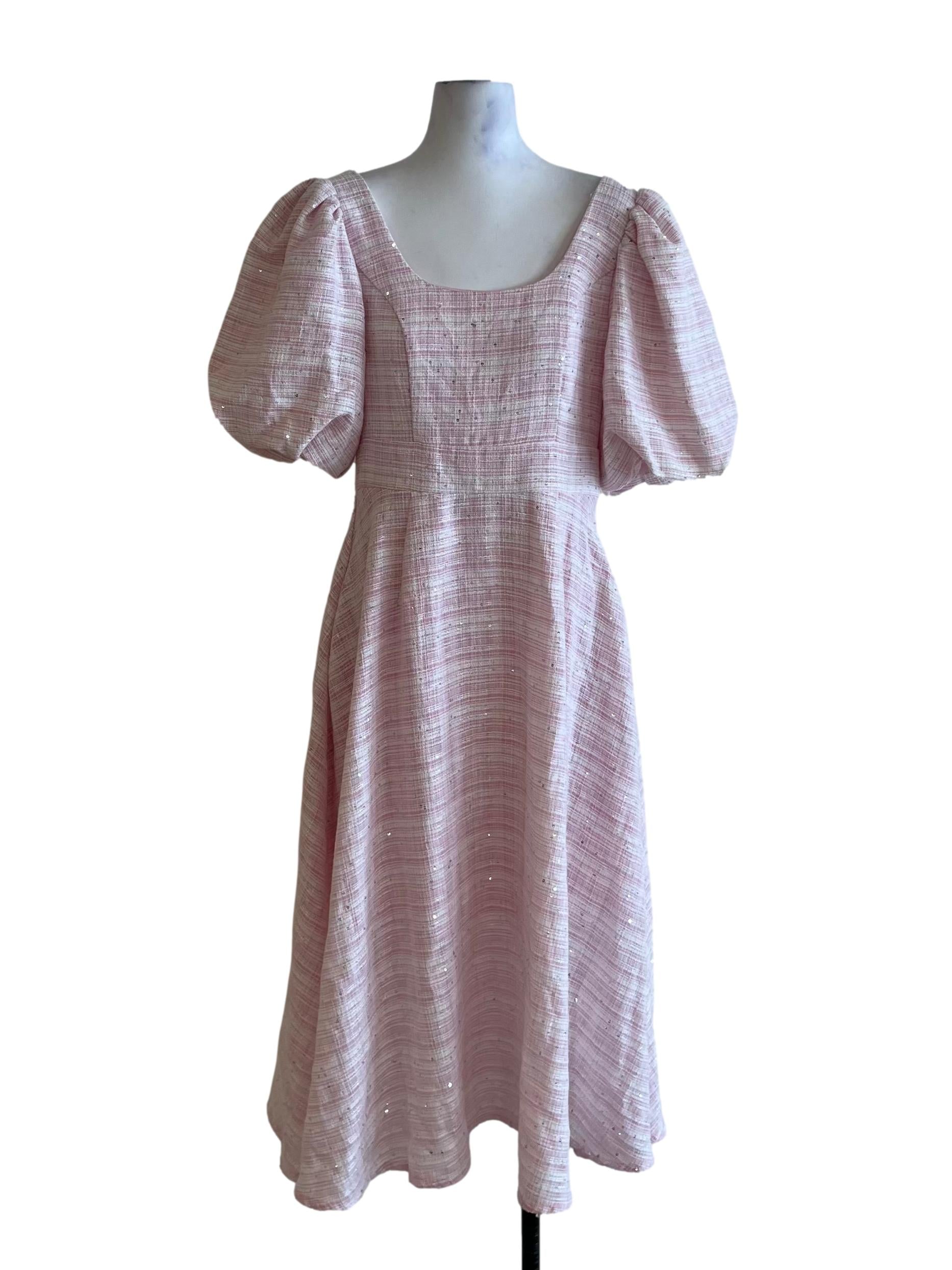 Blush Pink Scoop Neckline Empire Dress