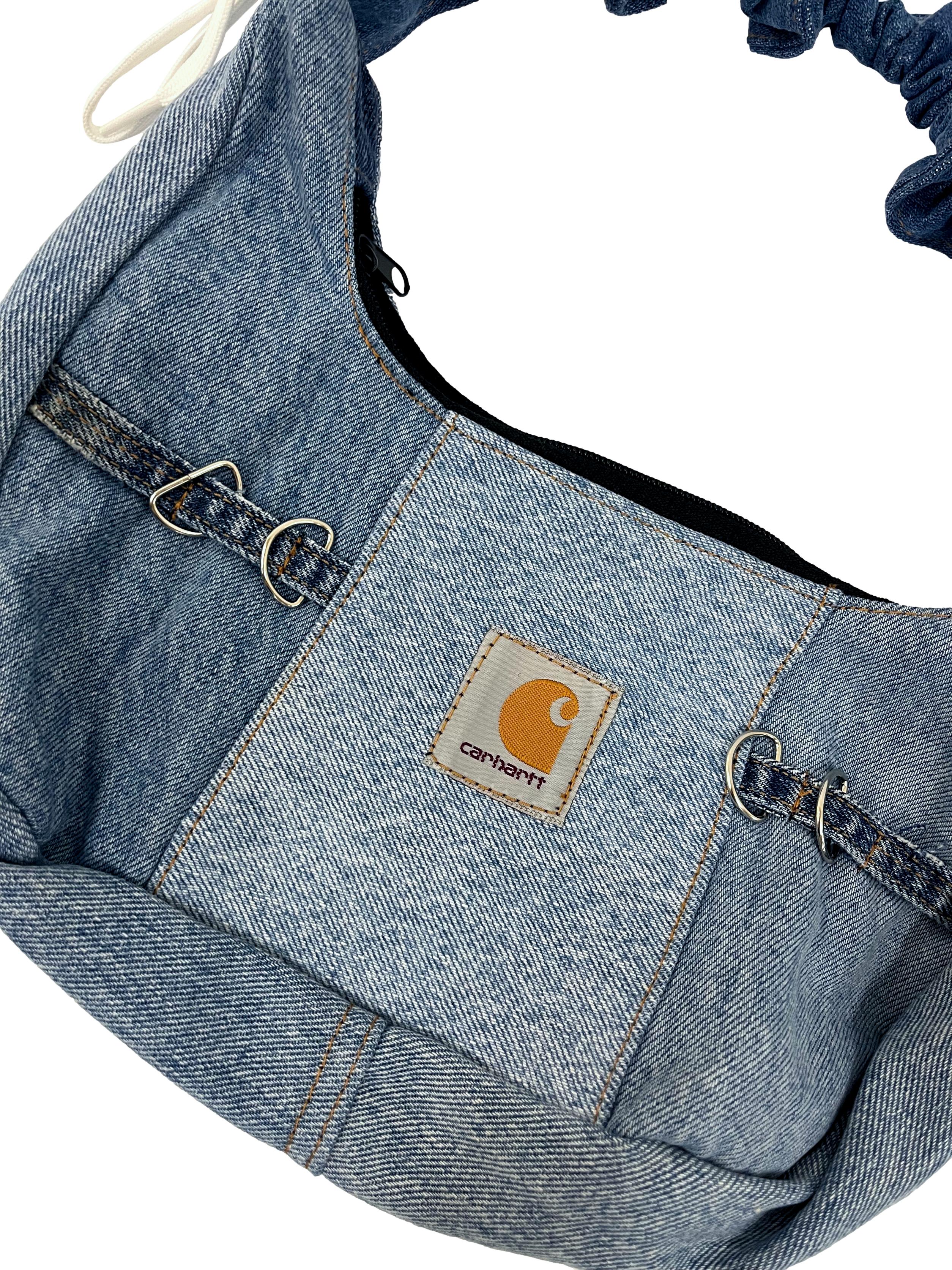 Light Blue Denim Shoelace Reworked Shoulder Bag