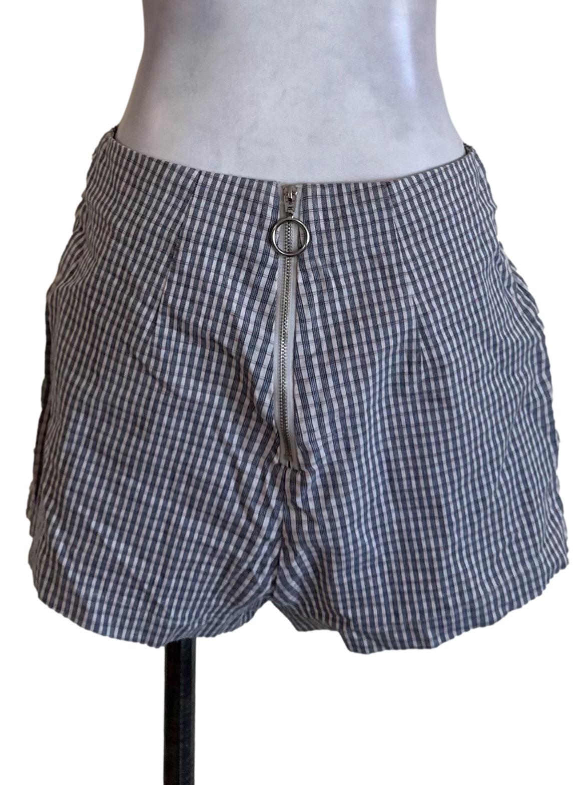 Blue White Plaid Pattern Shorts