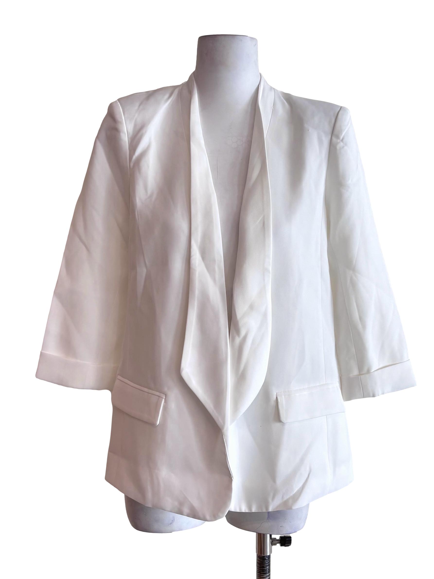 White Open Front Blazer LB