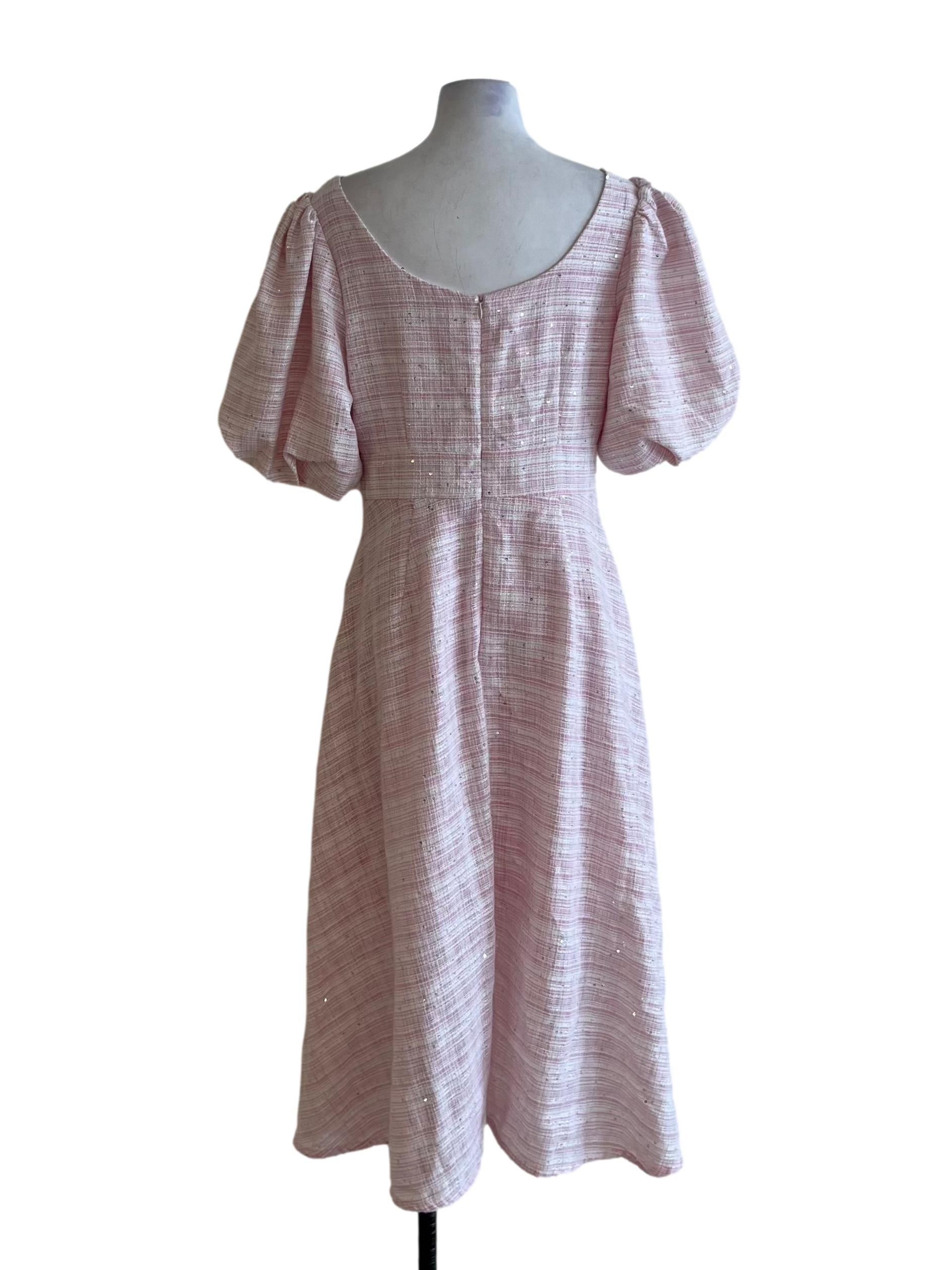 Blush Pink Scoop Neckline Empire Dress