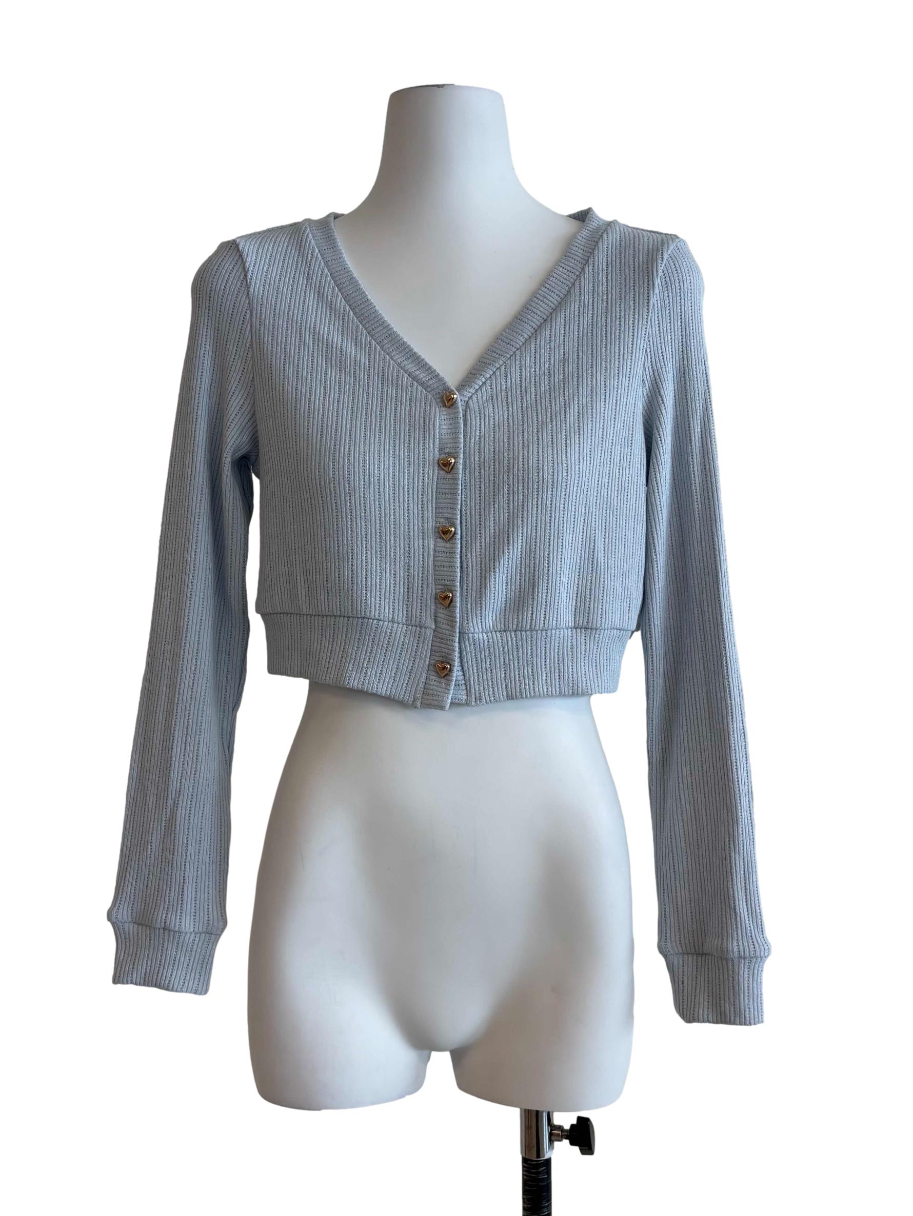 Baby Blue Cropped Cardigan