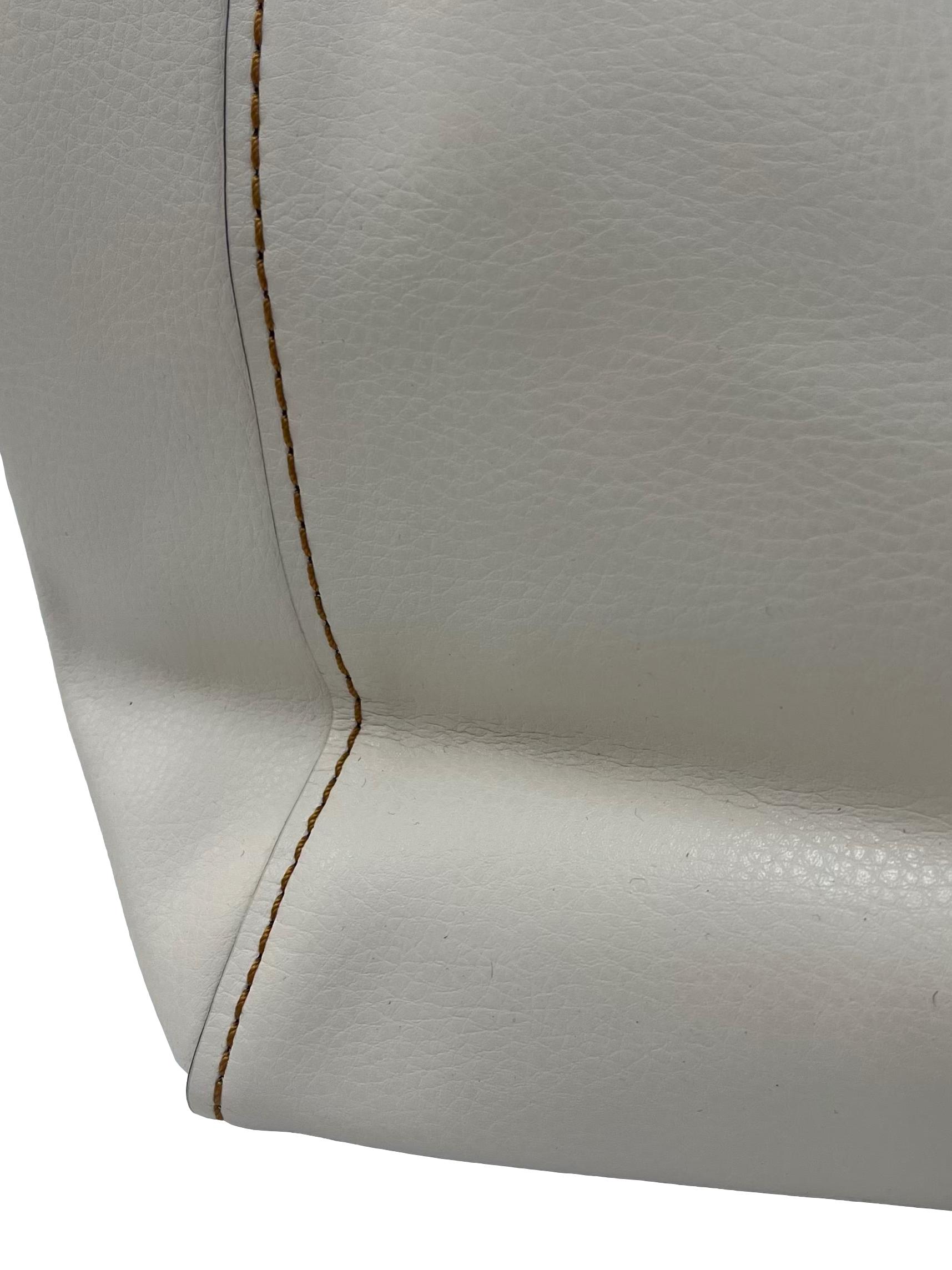 Chalk Pebble Leather Derby Tote Bag