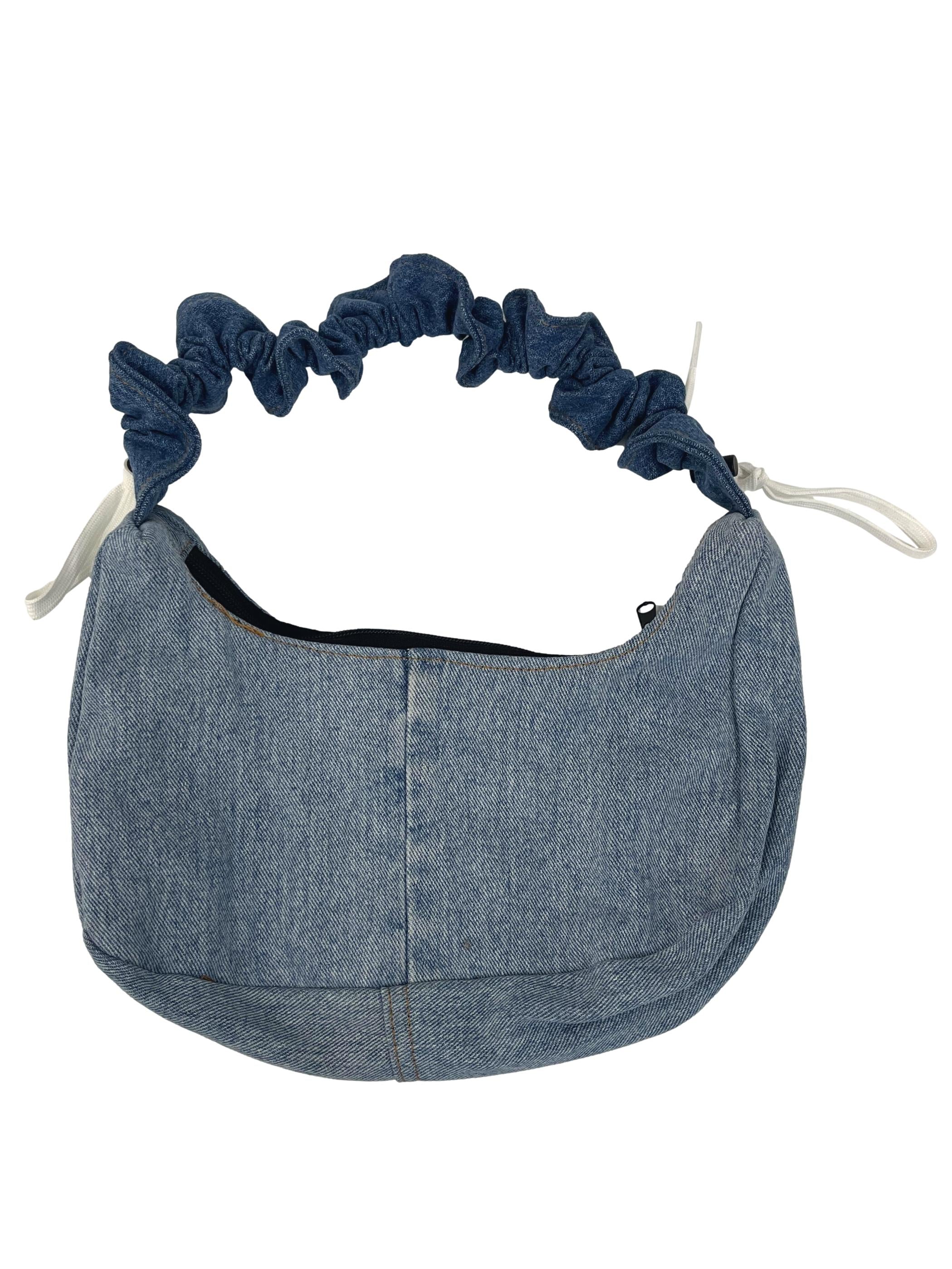 Light Blue Denim Shoelace Reworked Shoulder Bag