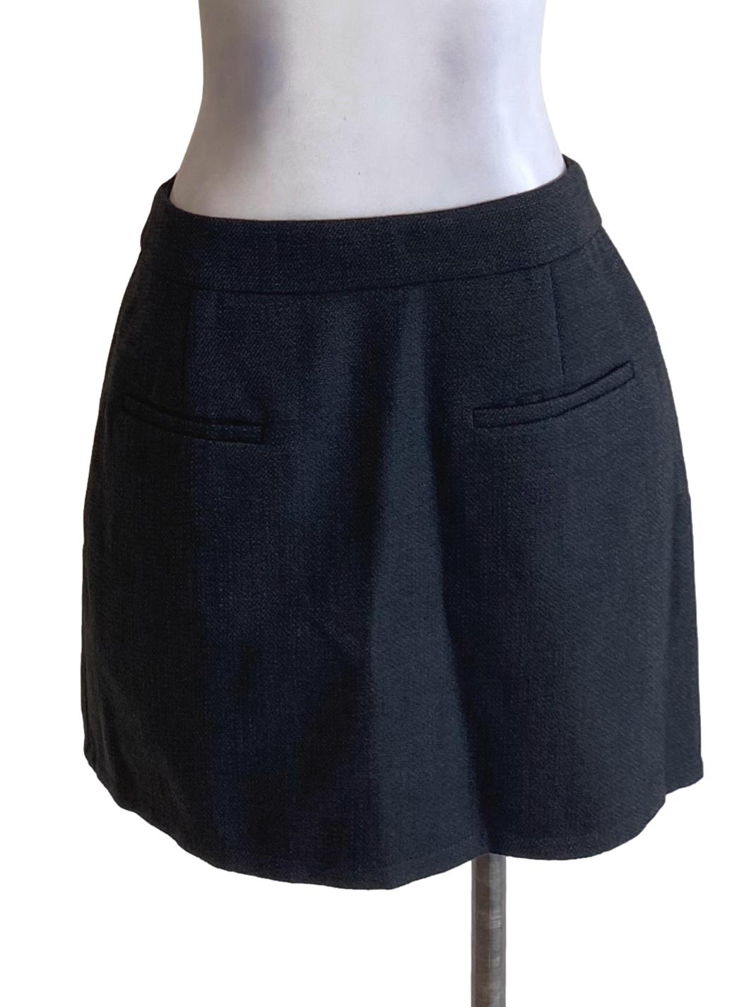 Ebony Black Tweed Formal Mini  A-Line Skirt