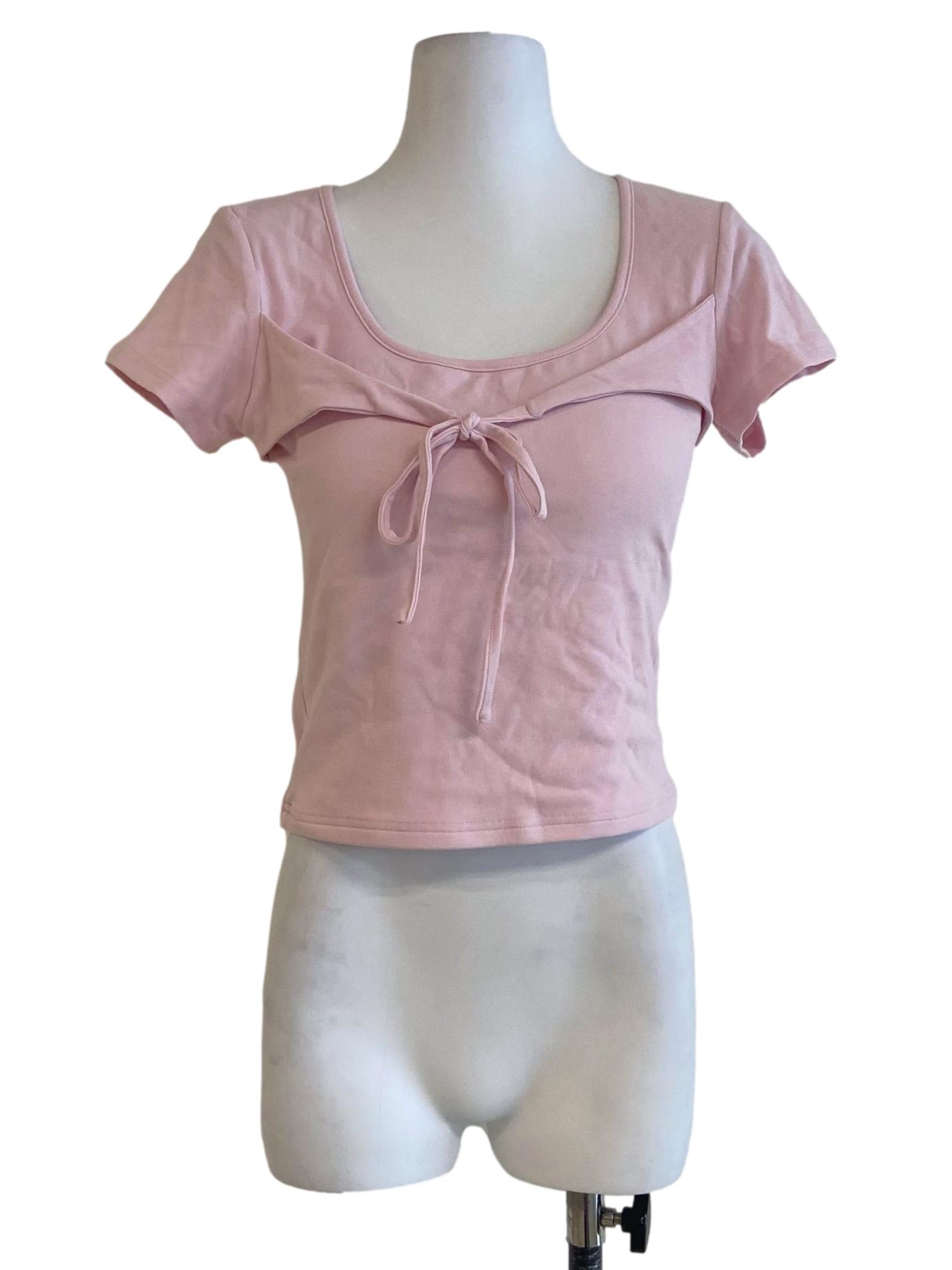 Flamingo Pink Twill Crop Top