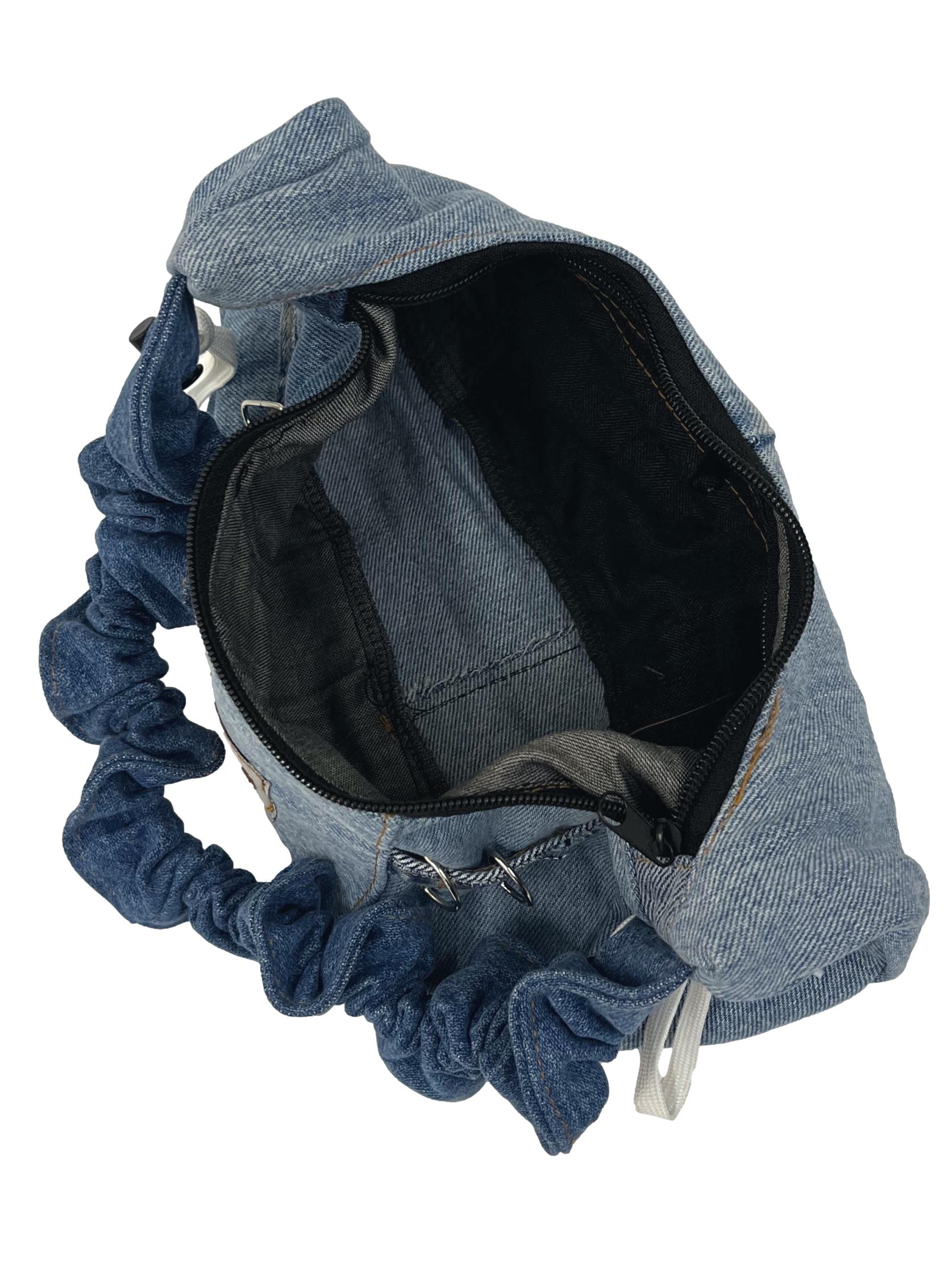 Light Blue Denim Shoelace Reworked Shoulder Bag